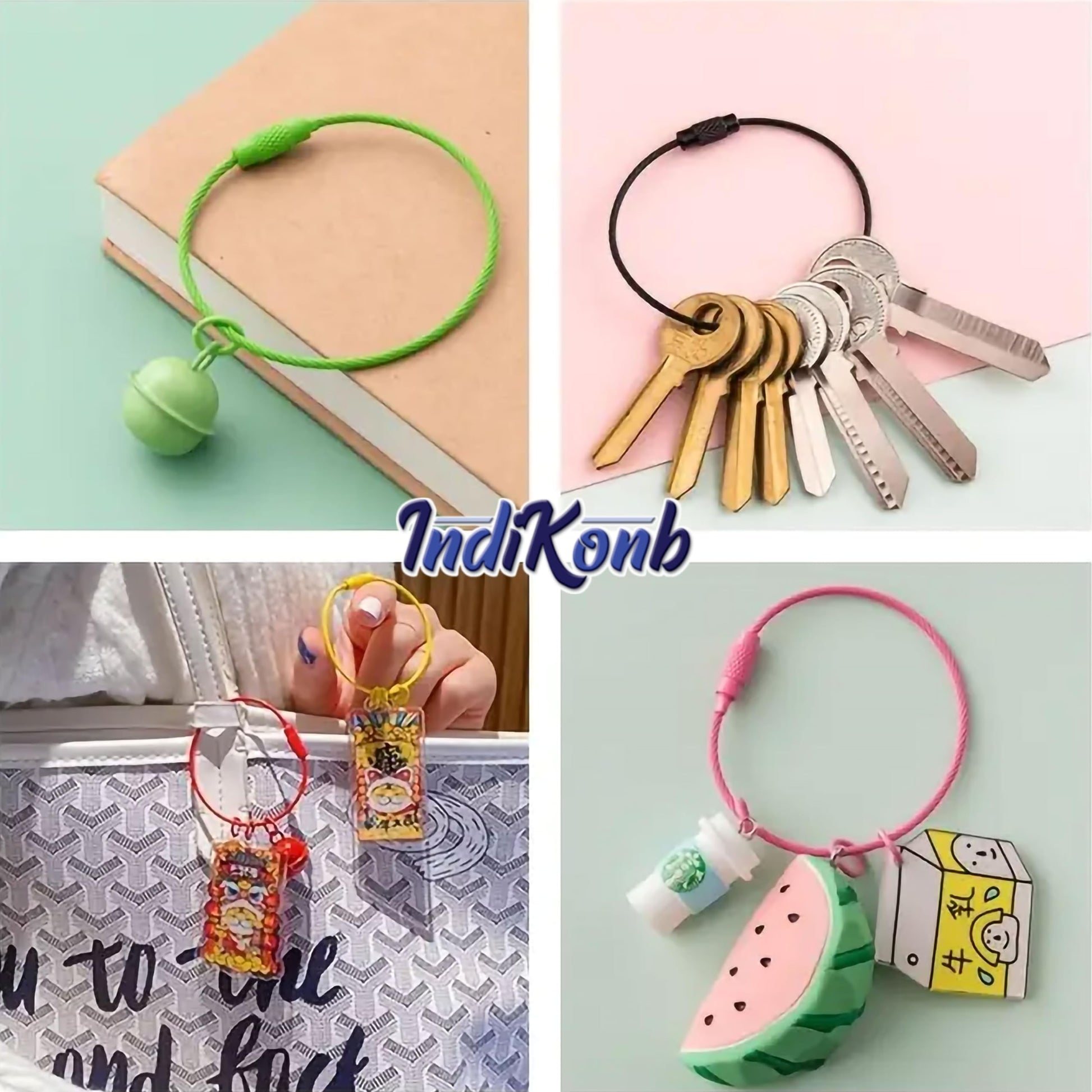Bring neat handmade detail to zipper pulls and DIY keychain craft through locking keychain cable loops.