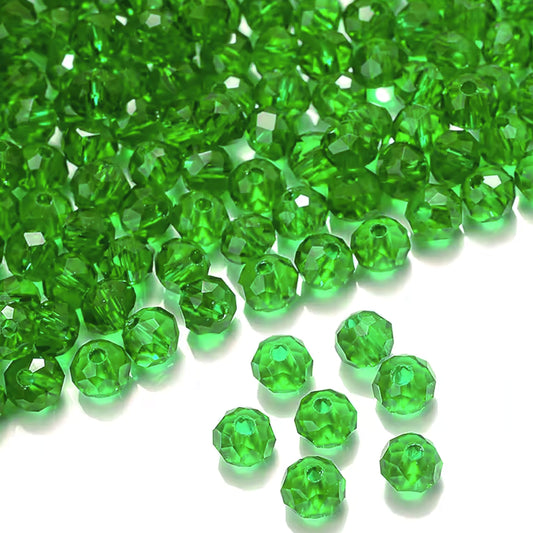 Green and transparent 8mm and 90 grams beads fit into bracelet making, necklace making and DIY jewellery projects without making the design feel heavy.