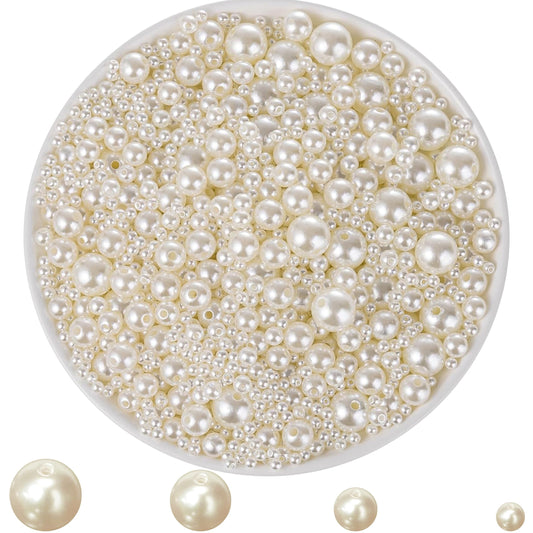 White Pearl Beads for Craft & Jewelry Making, Multi-Size 5mm Mix ( 305 Beads ) product image