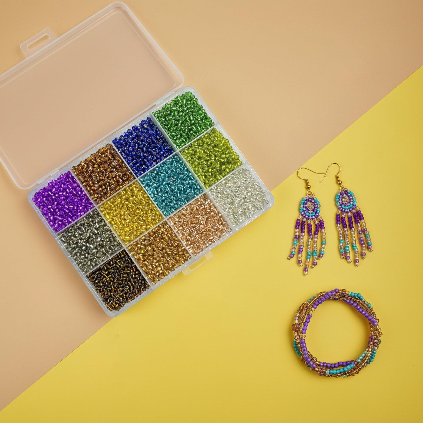Glass Seed Beads for Jewellery Making, 3mm Small Mini Beads 12 Color image 2