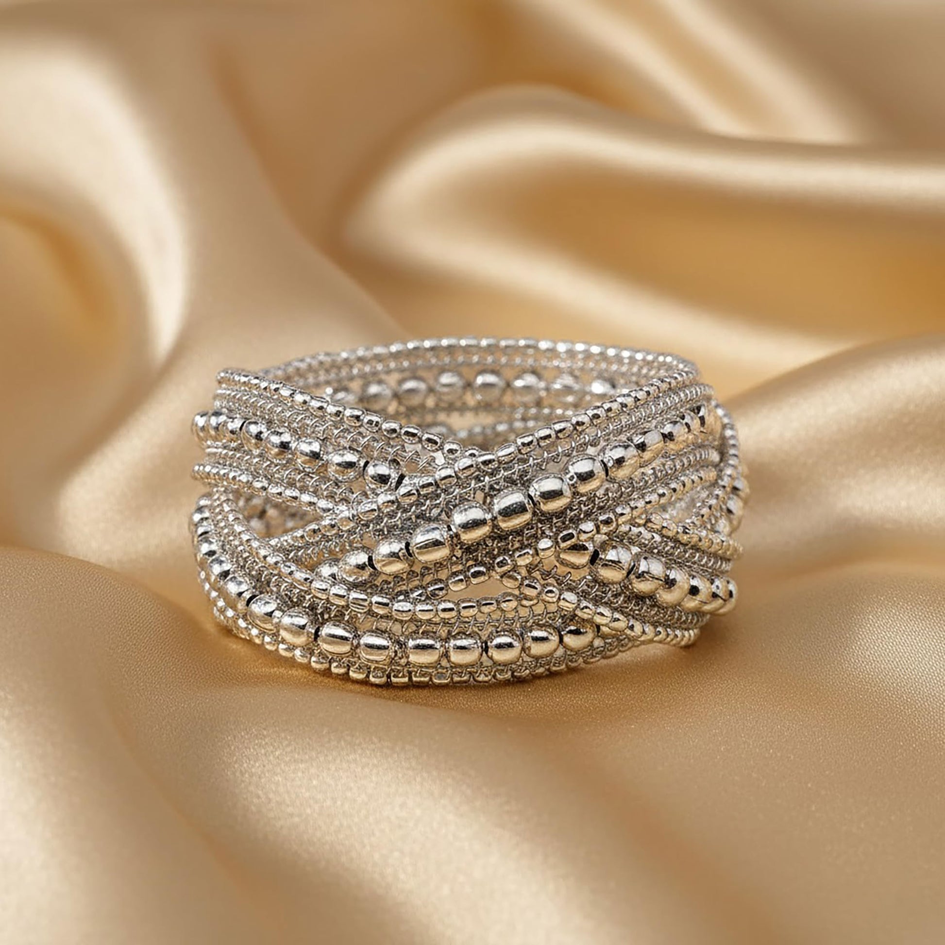 Cuff Bracelet for Girls & Women, Multilayer Kada, Hand SILVER image 3