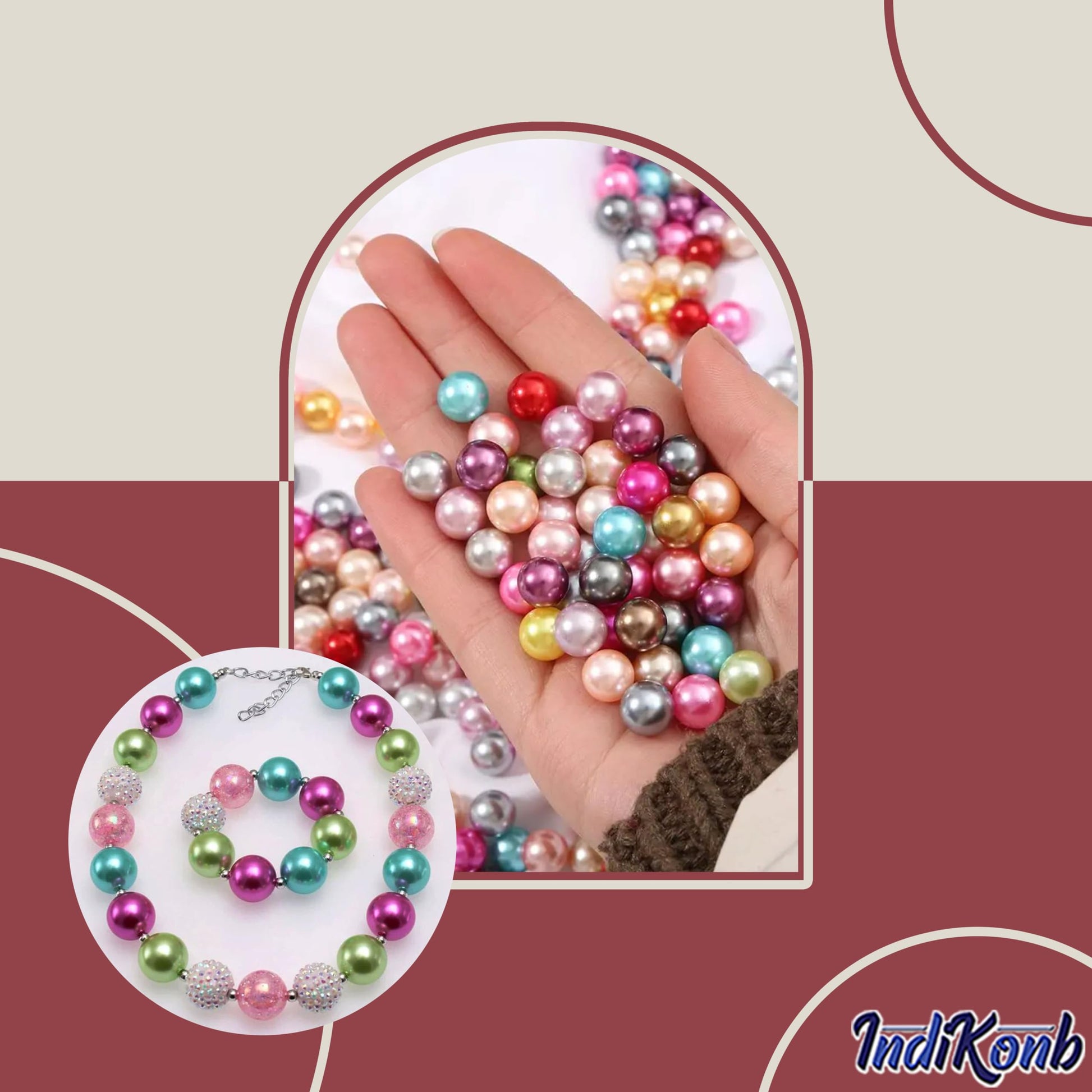 Multicolour and pearl 8mm beads help add a neat decorative finish to DIY jewellery projects, beading craft and decorative craft finishing.