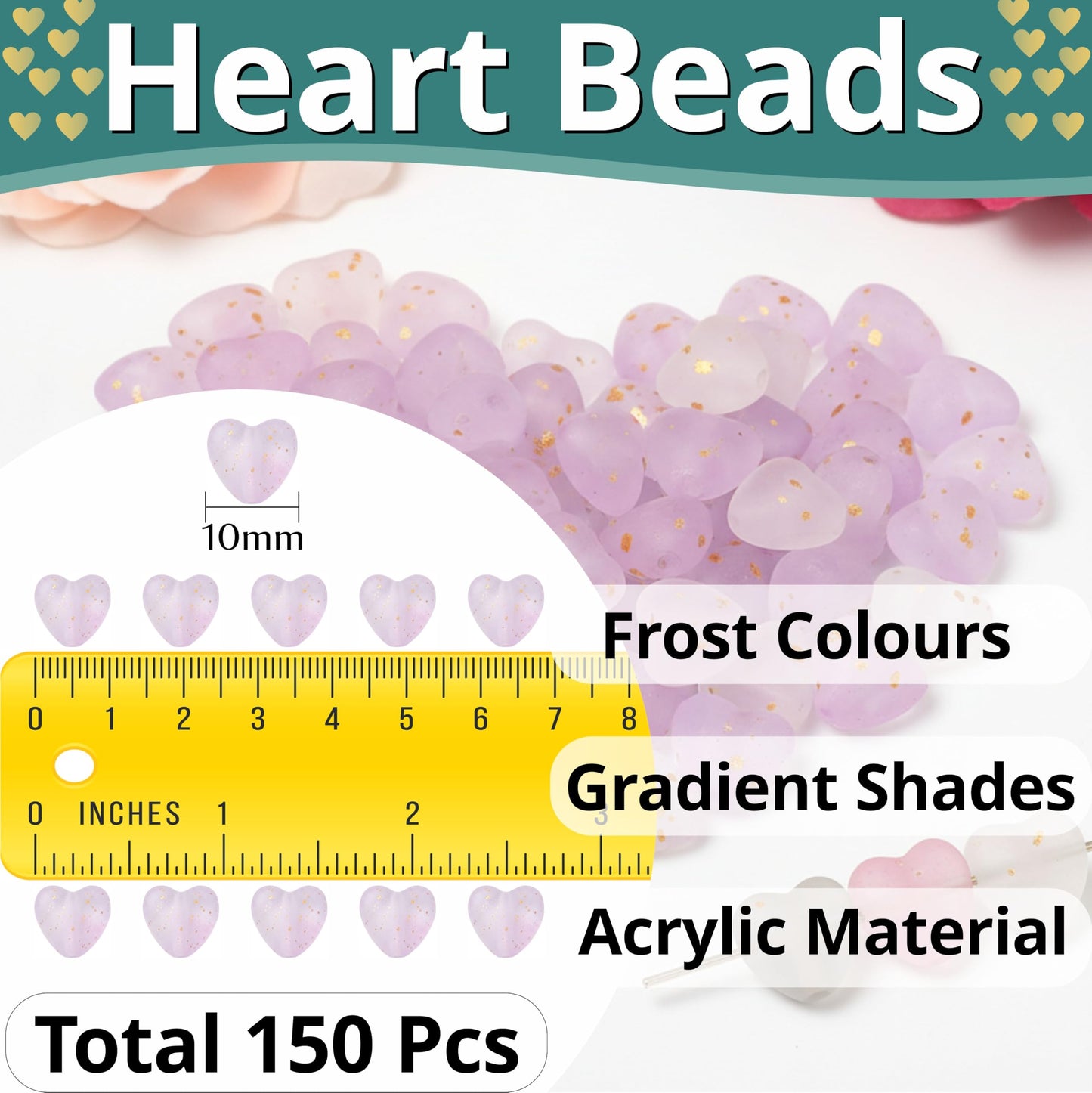 Purple foil heart acrylic beads turn phone charm craft into more expressive craft work.