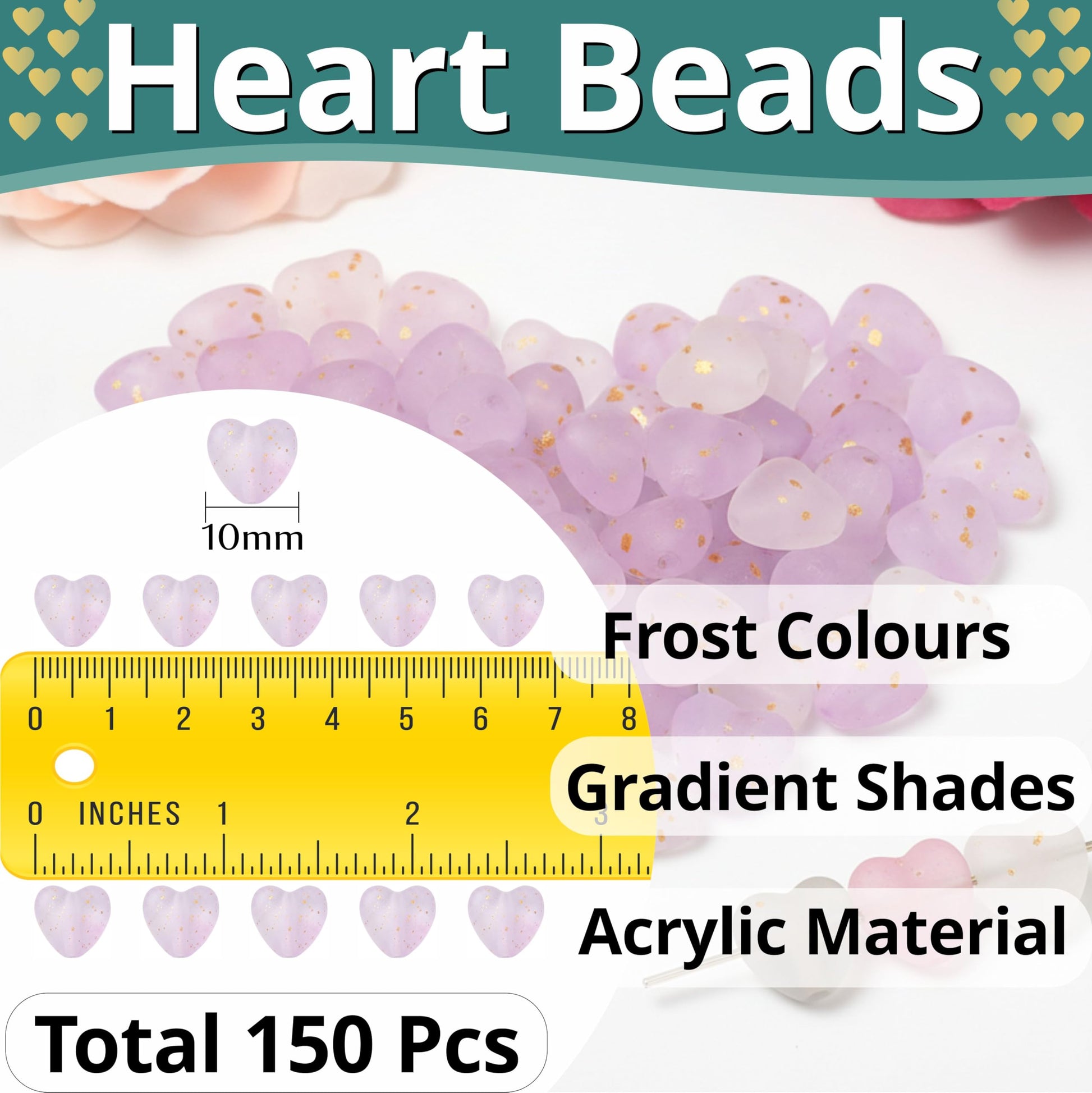 Purple foil heart acrylic beads turn phone charm craft into more expressive craft work.