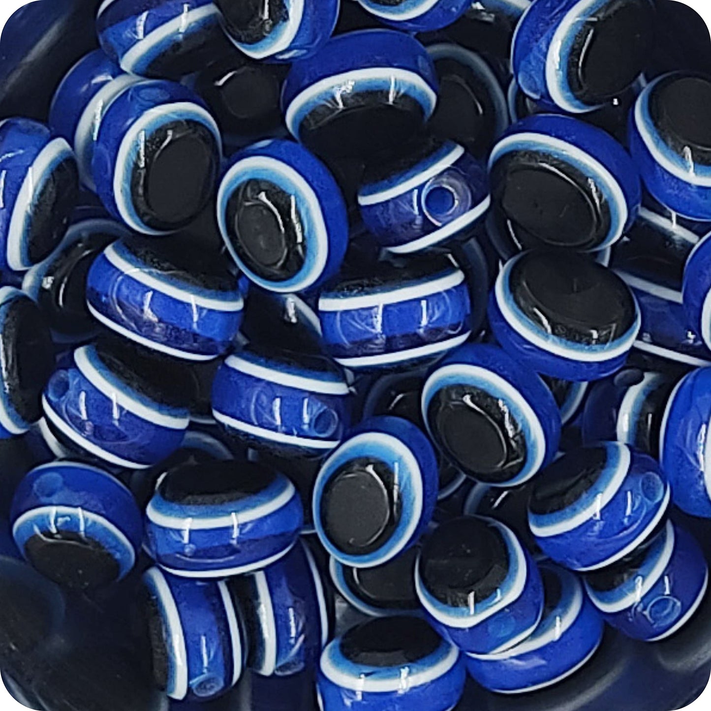 Blue 1 cm beads help finish bracelet making, necklace making and DIY jewellery projects with a refined look.