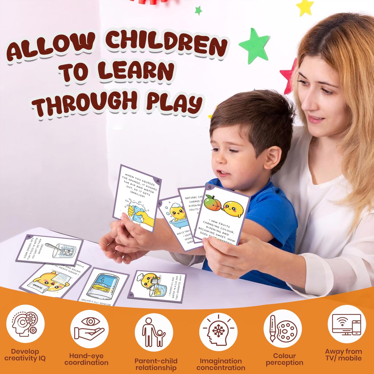 Multi-color Chemistry Science Flash Cards for Kids Set Paper. Detailed image showing material, texture, and design.