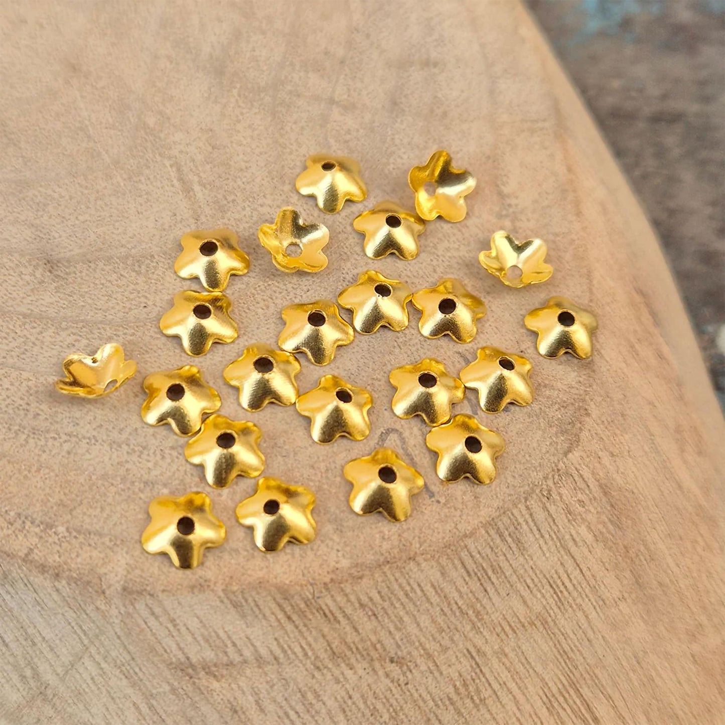 Golden Bead Caps for Jewellery Making, Assorted Metal Flower Gold02 image 3