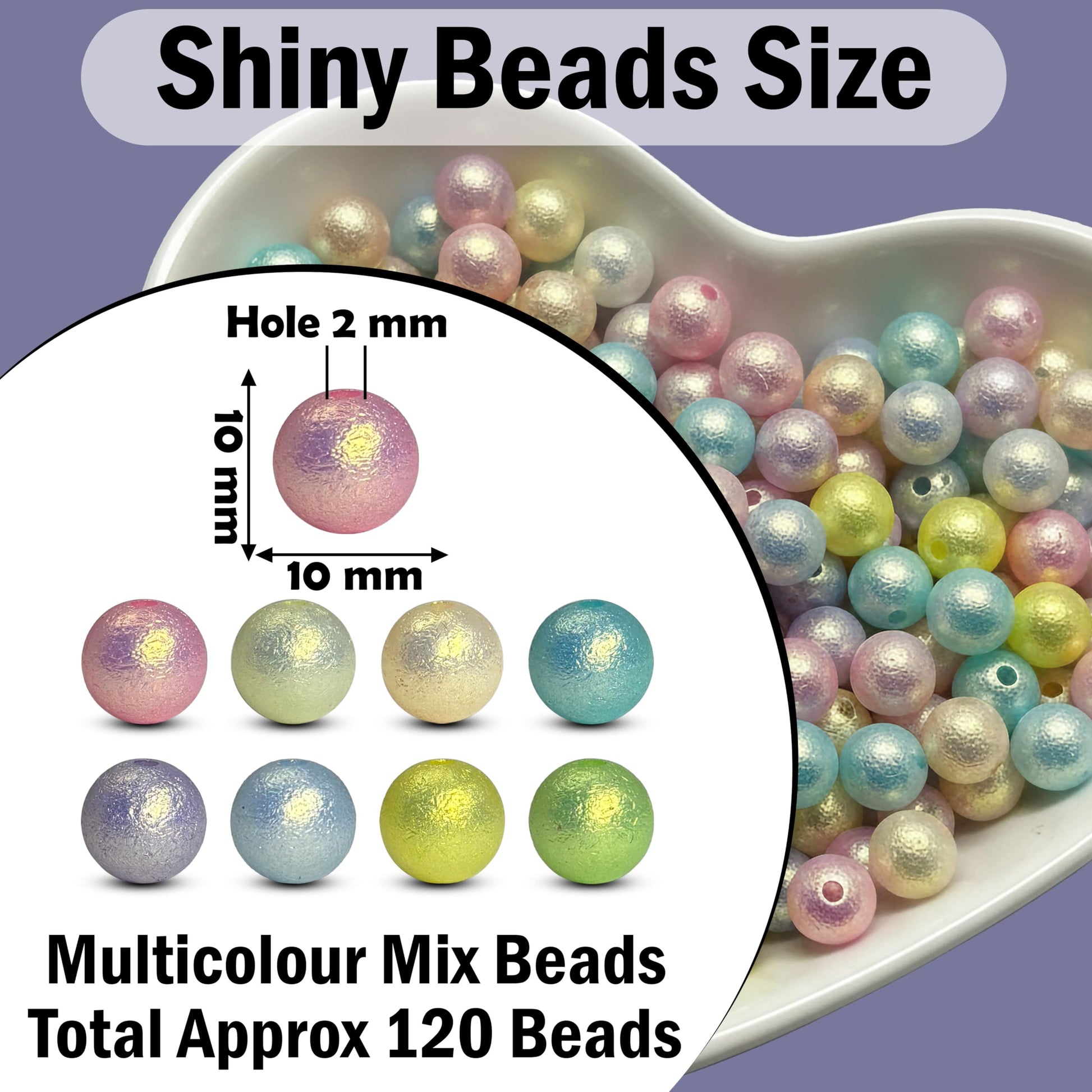 Multicolor Glossy Pearl Beads for Jewelry Making, Round Multicolour 10MM image 2