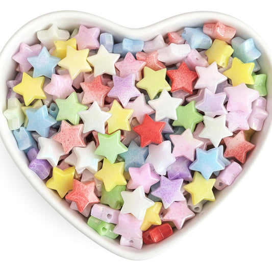 Star Beads for Bracelet Making, 10mm Plastic Star Shaped Multicolor product image
