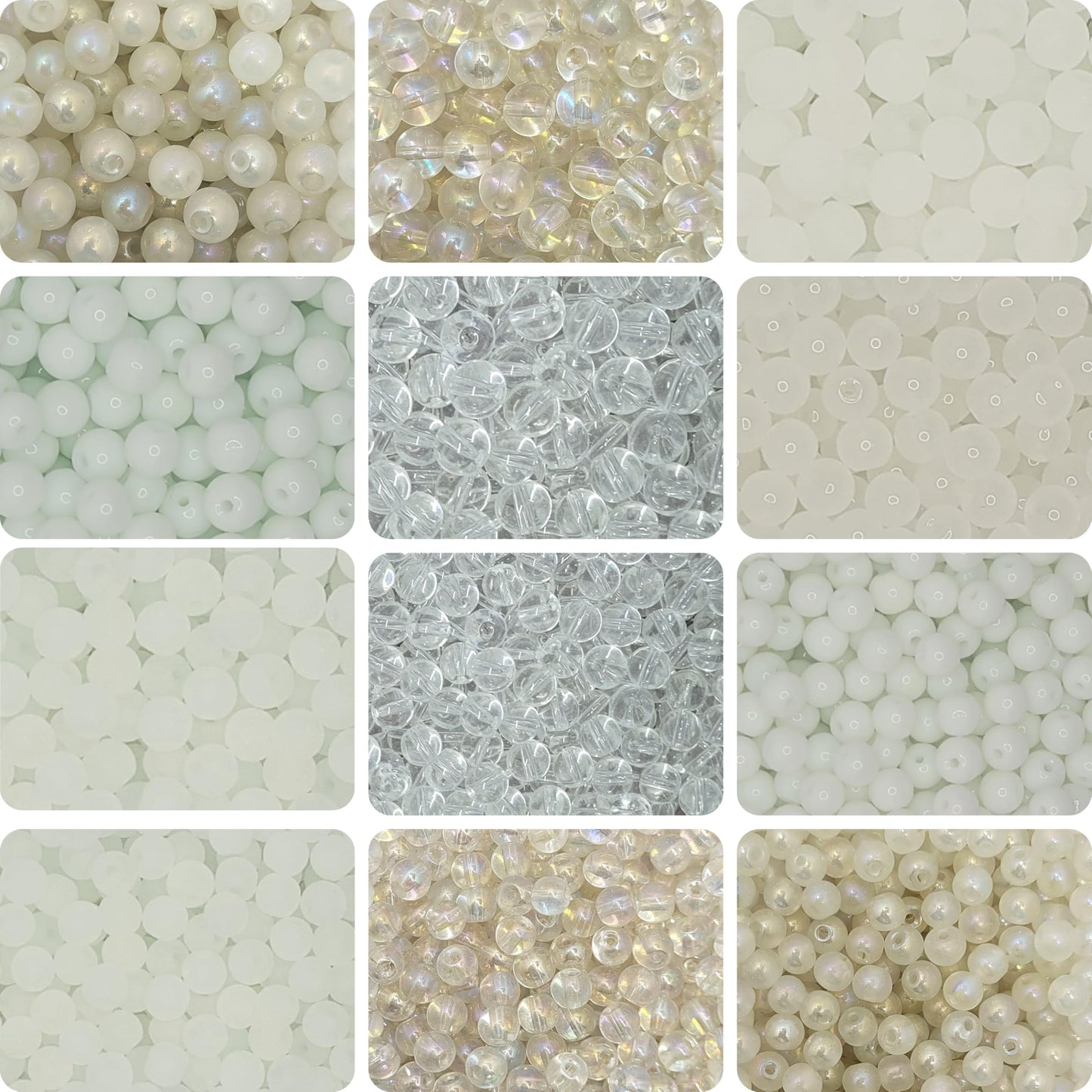 For polished results in bracelet making, necklace making and DIY jewellery projects, white and black 6mm and 8mm beads help complete the design.