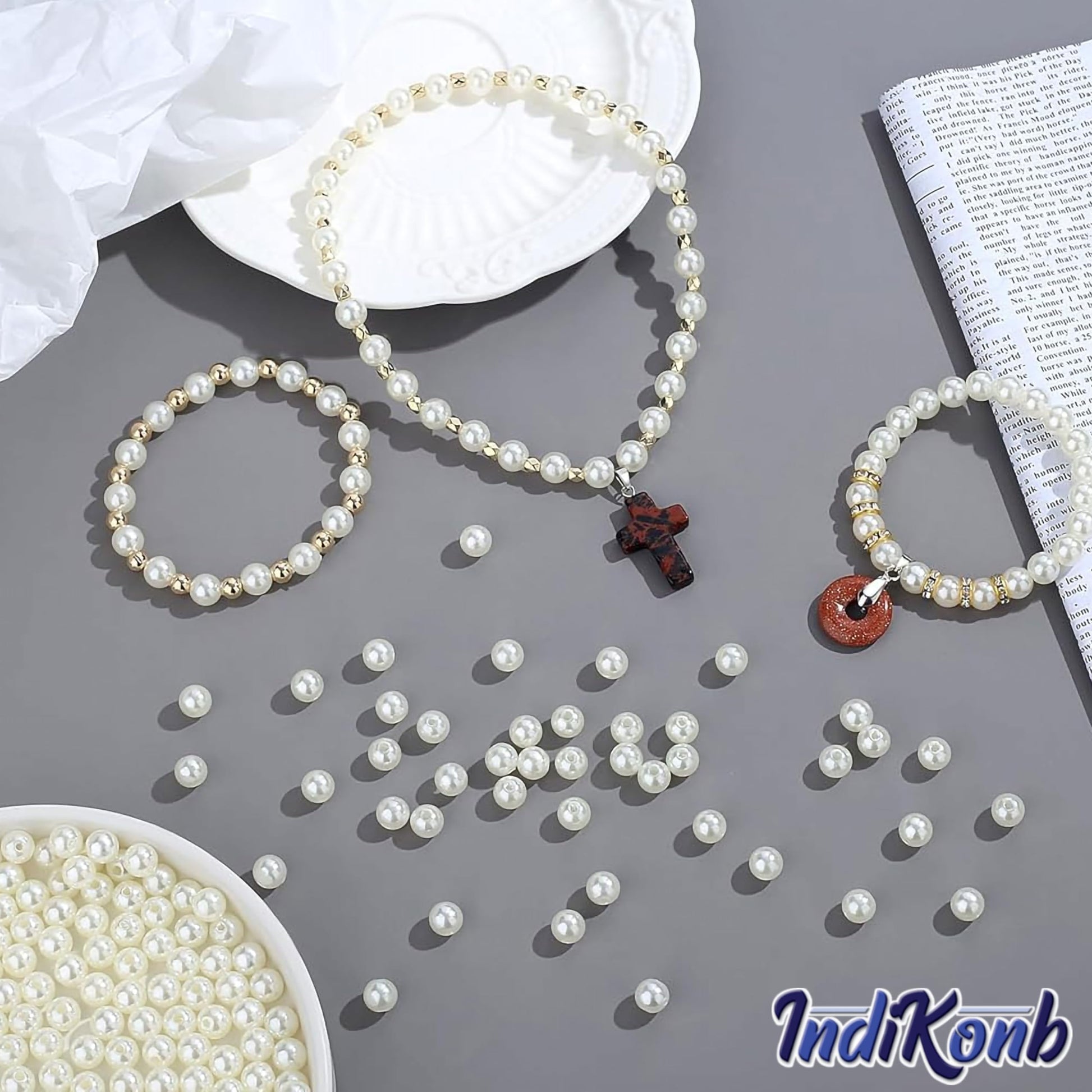 6mm and pearl 6mm and 90 grams beads support necklace making and DIY jewellery projects with a clean decorative finish.