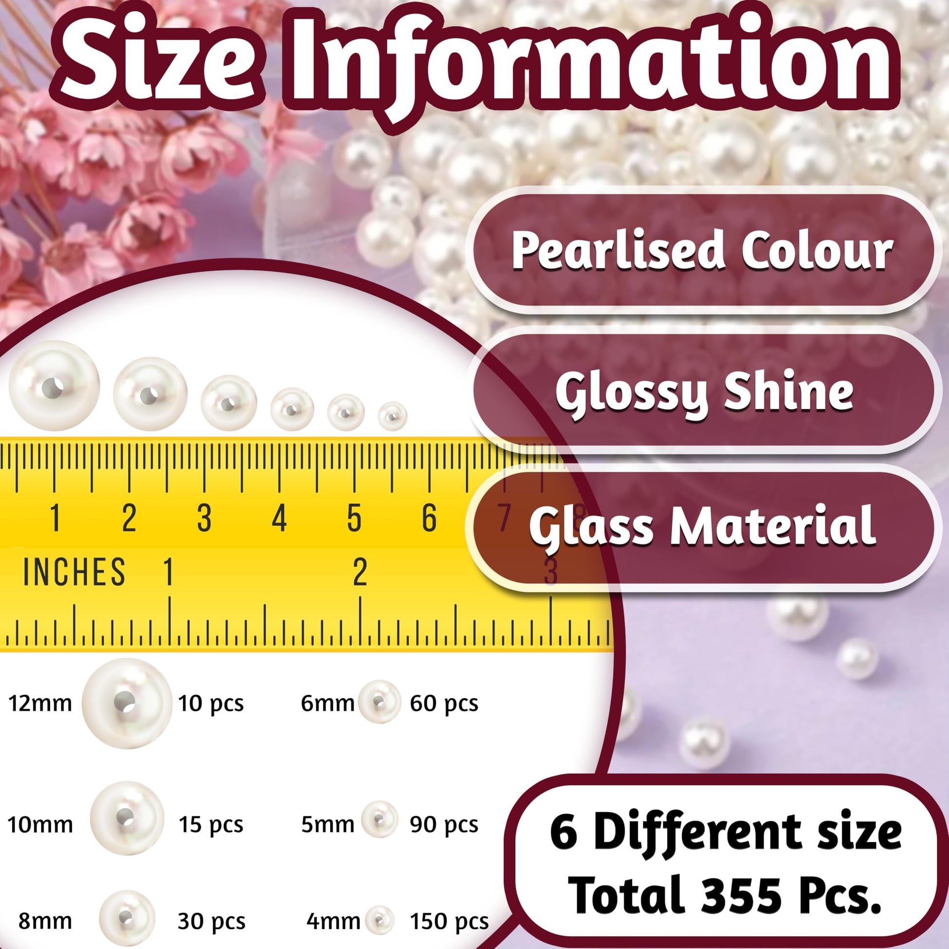 DIY jewellery projects, beading craft and decorative craft finishing benefits from offwhite 4mm, 5mm, 6mm,8mm,10mm,12mm beads and neat decorative finish.