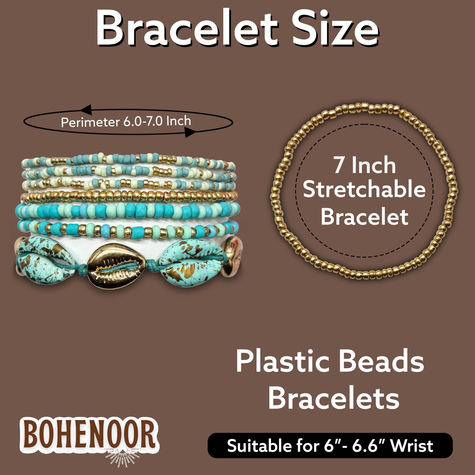 Bohemian Blue Layered Bracelets Stack for Women, Shell Aqua image 6