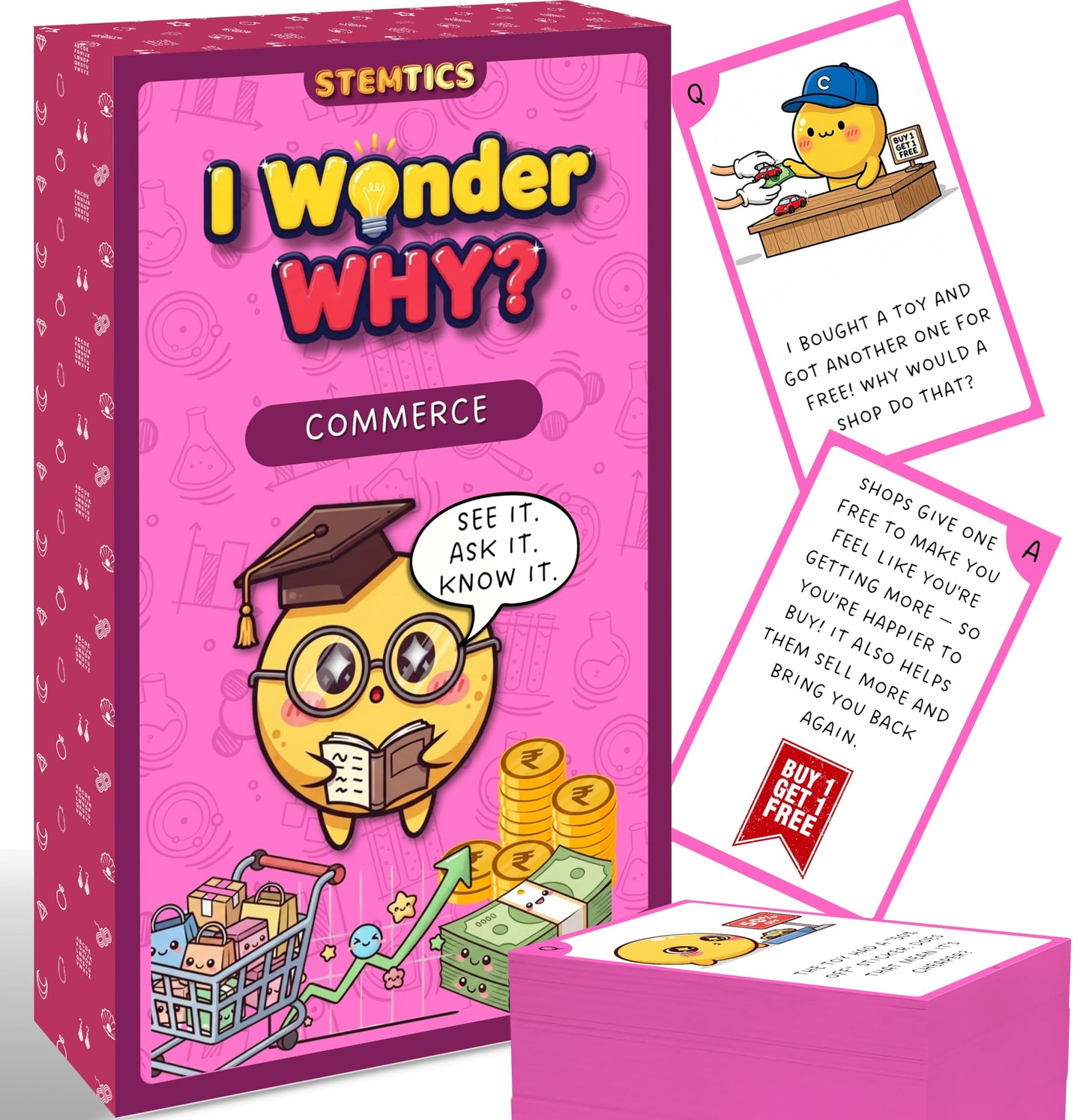 Multi-color Commerce Flash Cards for Kids Set Paper. Main product image showing the full product layout.