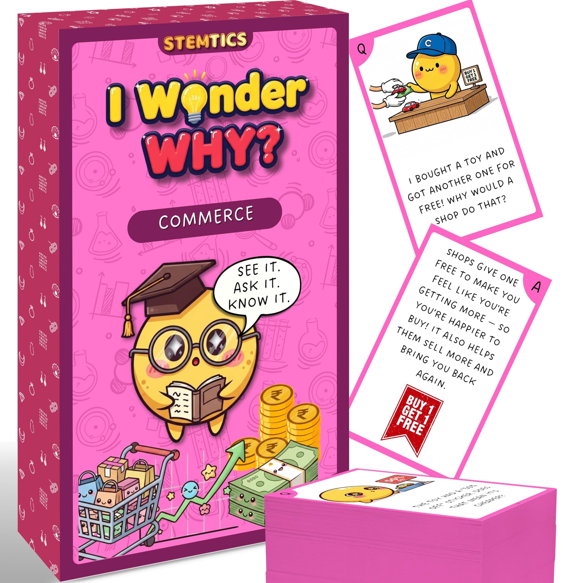 Multi-color Commerce Flash Cards for Kids Set Paper. Main product image showing the full product layout.