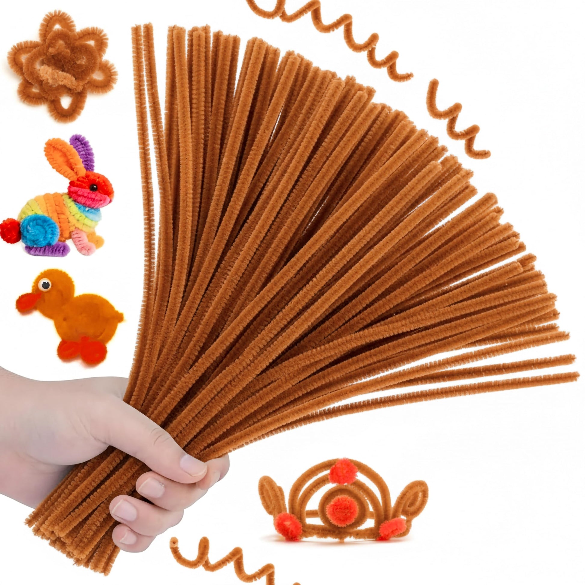 Add a ready-to-use accent to school art with fuzzy light brown bendable craft wires for DIY decoration.