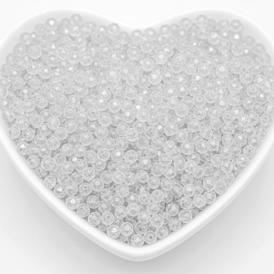 Crystal Rondelle Beads for Jewellery Making, 4mm Tyre Shape WHITE product image