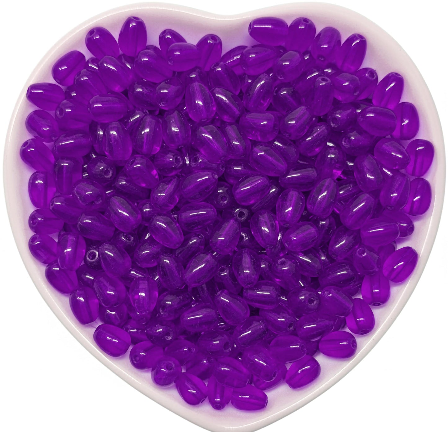 Freshen up bracelet making and saree kuchu work with 8x5mm dark purple glossy crystal-style bead pieces.