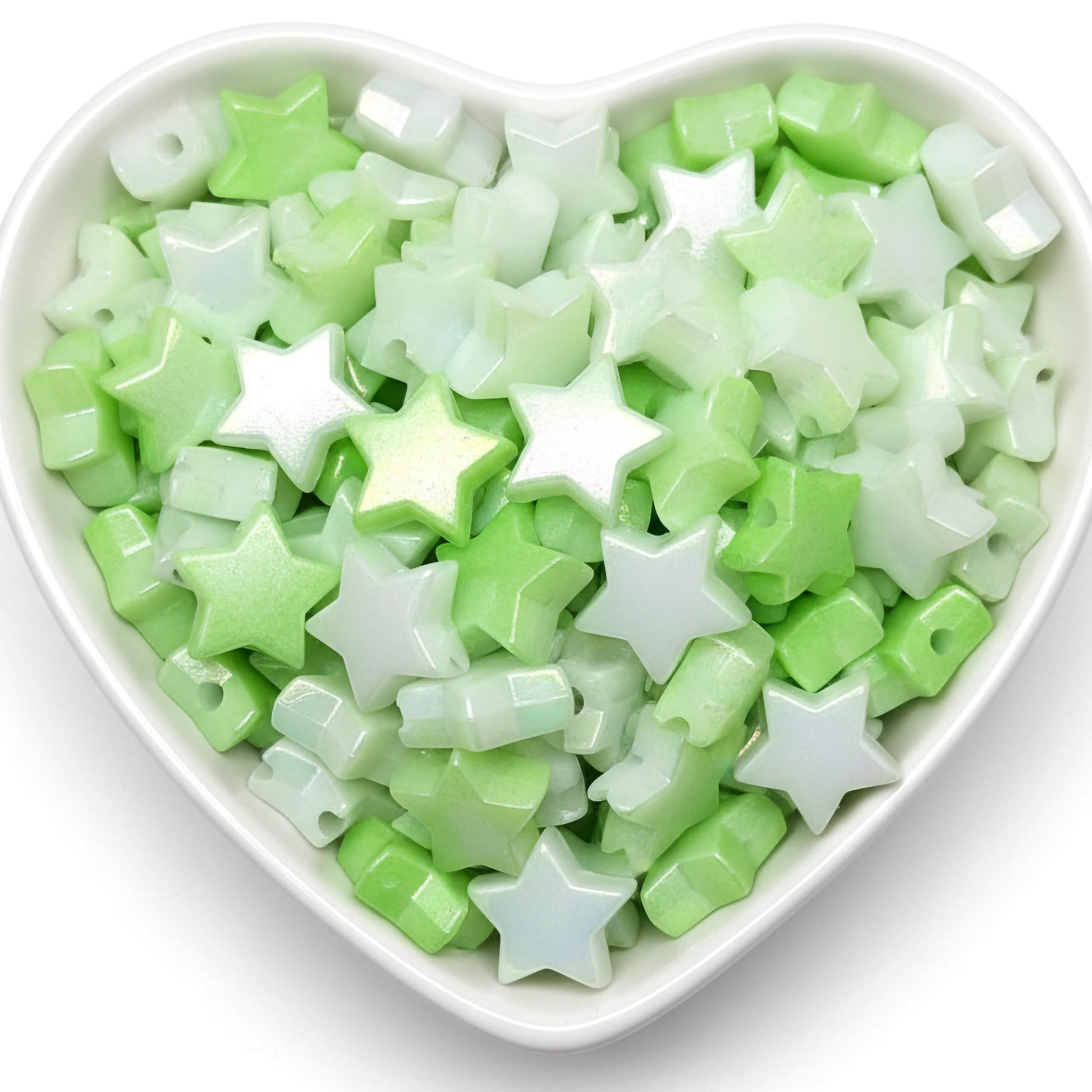 Star Beads for Bracelet Making, 10mm Plastic Star Shaped Green product image