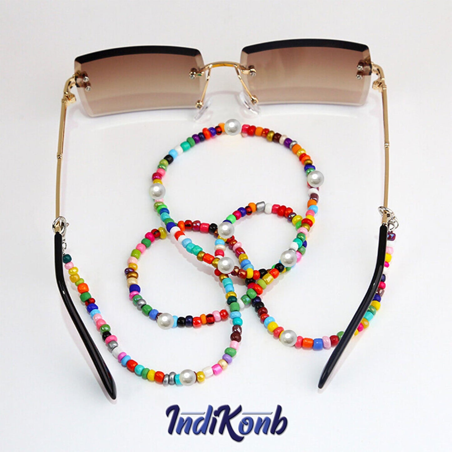 Bohemian Multicolour Beaded Eyeglasses Chain - Fashionable Spectacle Chain for Women