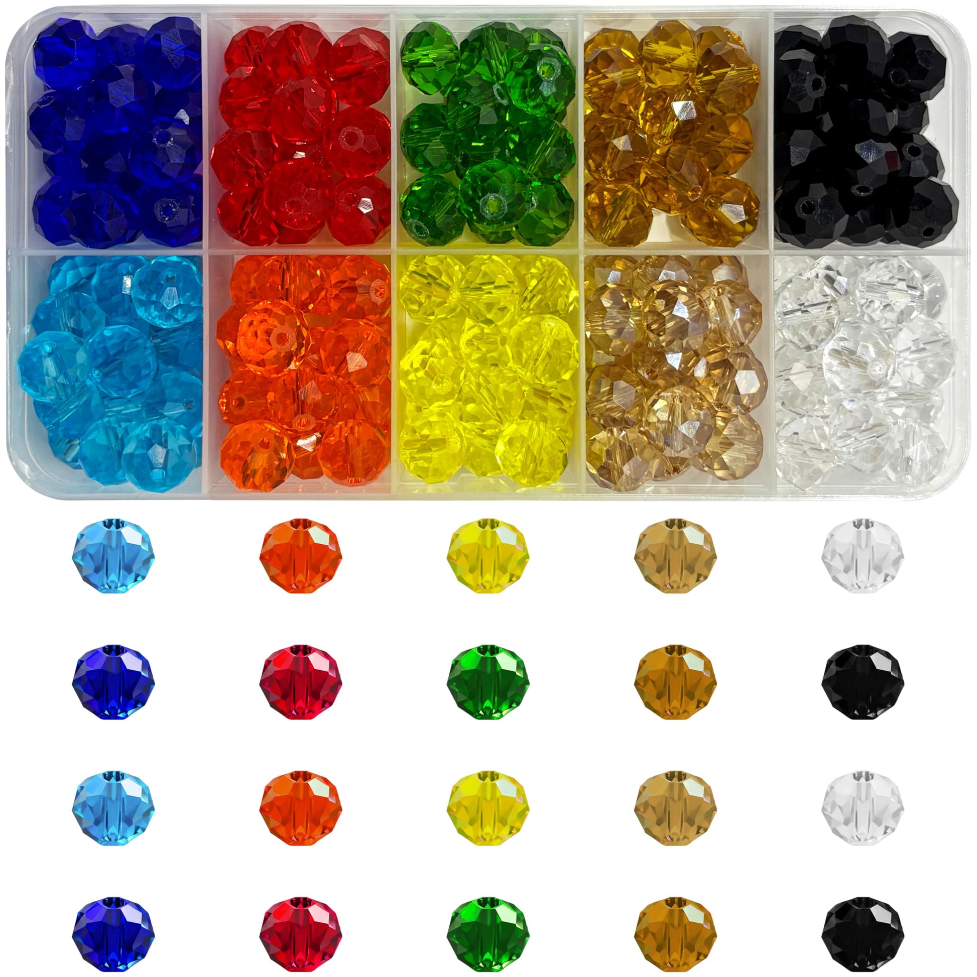 150 Pcs 10mm Faceted Crystal Beads for Jewellery Making Multicolour product image