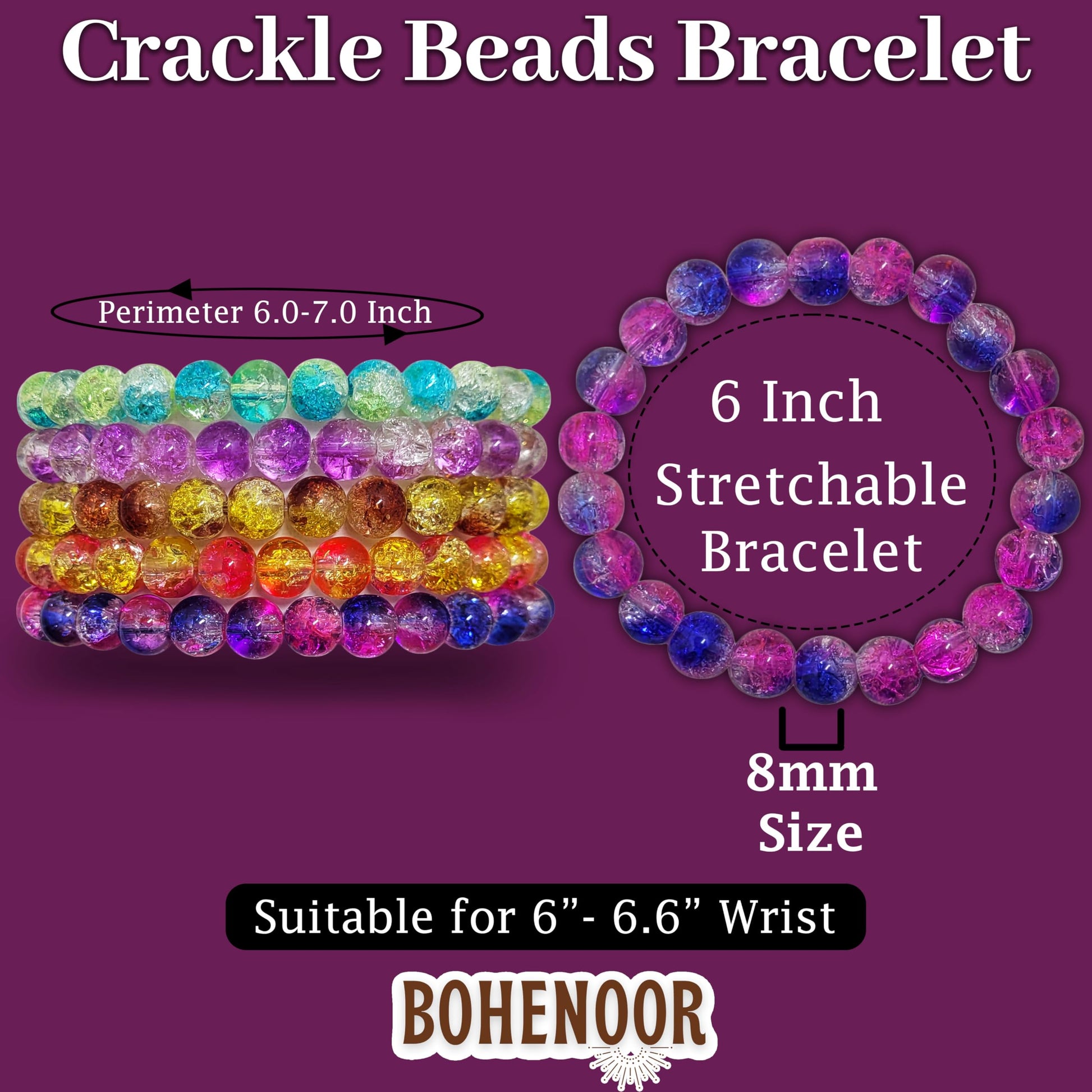 Neat decorative finish comes through clearly in multicolour glass and elastic bracelet for gifting, festive outfits and decorative craft finishing.