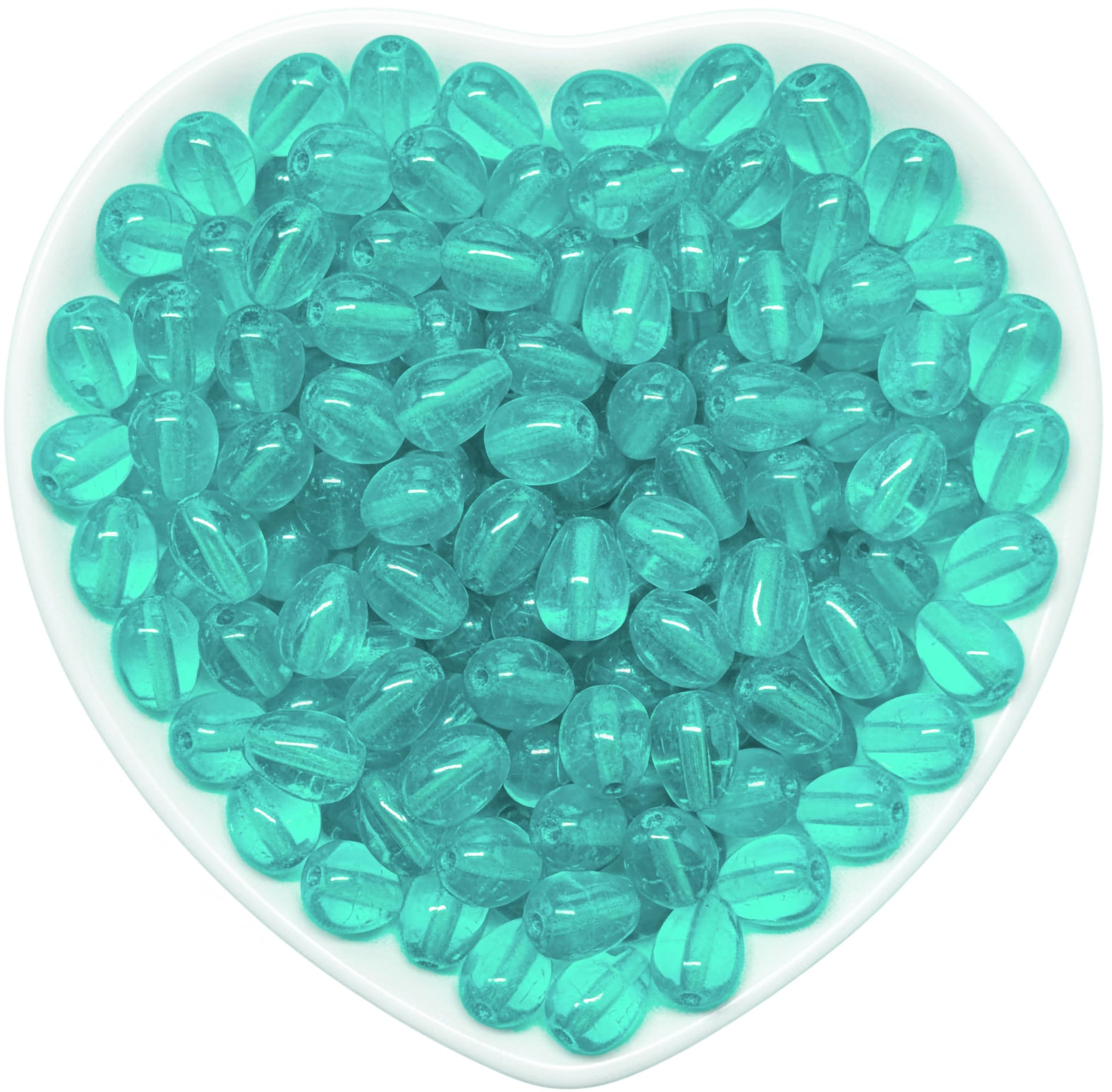 Make jewelry projects feel bright and refined with 10x6mm sky blue smooth glass bead drops.