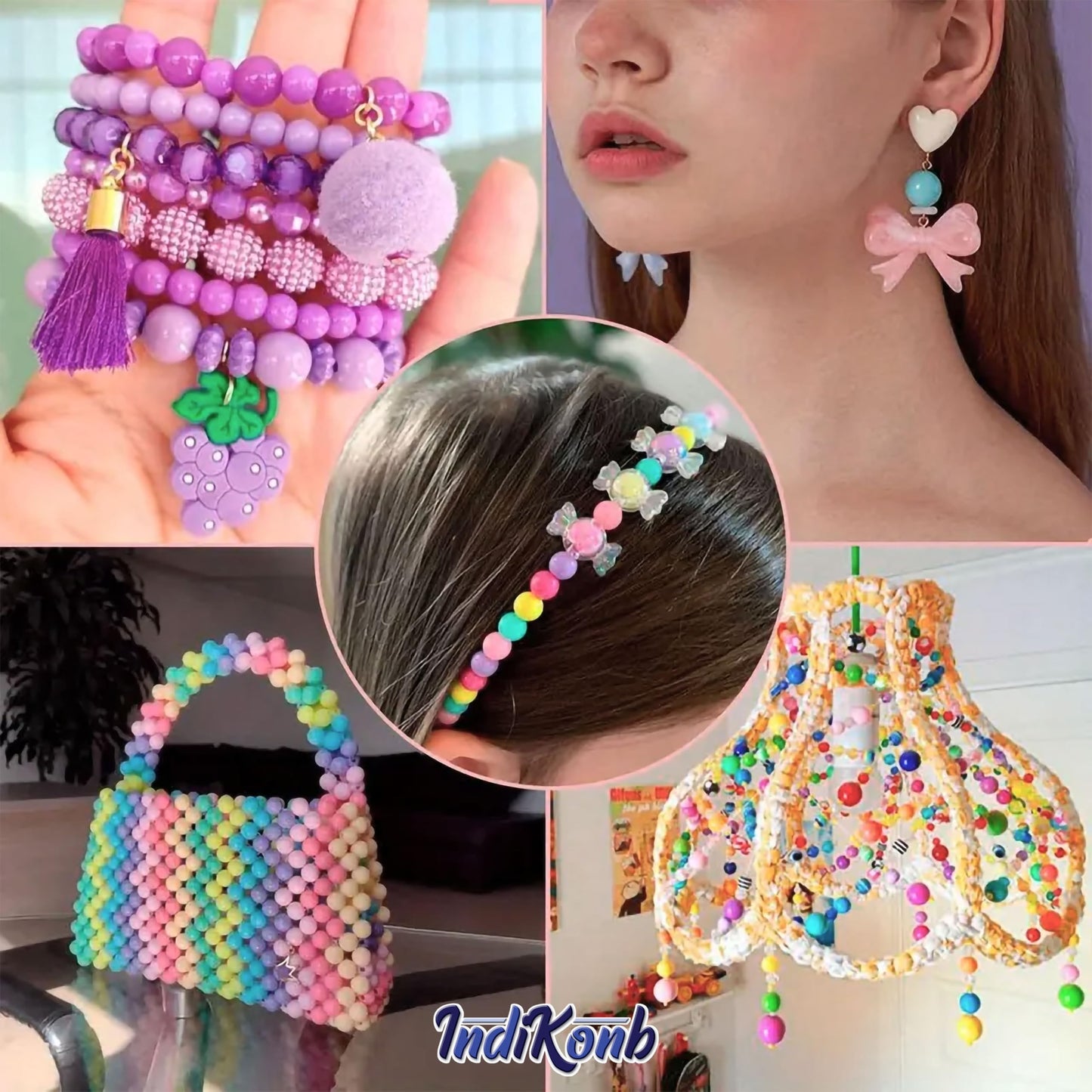 Multicolour 8mm and pastel 8mm beads help shape a polished result for handmade accessories and bracelet making.