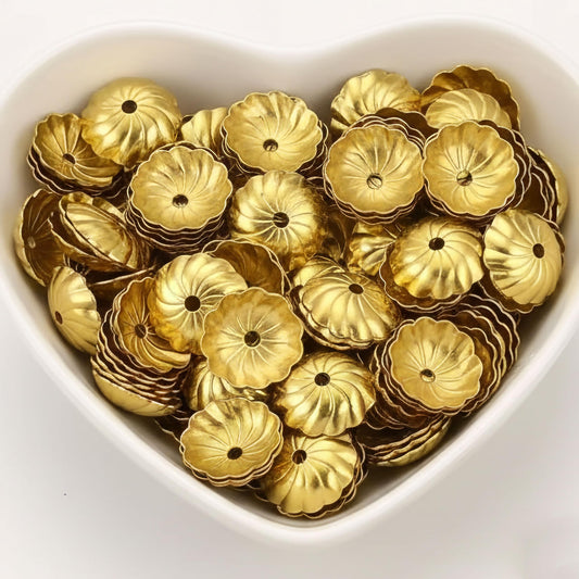 Golden Bead Caps for Jewellery Making, Assorted Metal Flower Gold03 product image