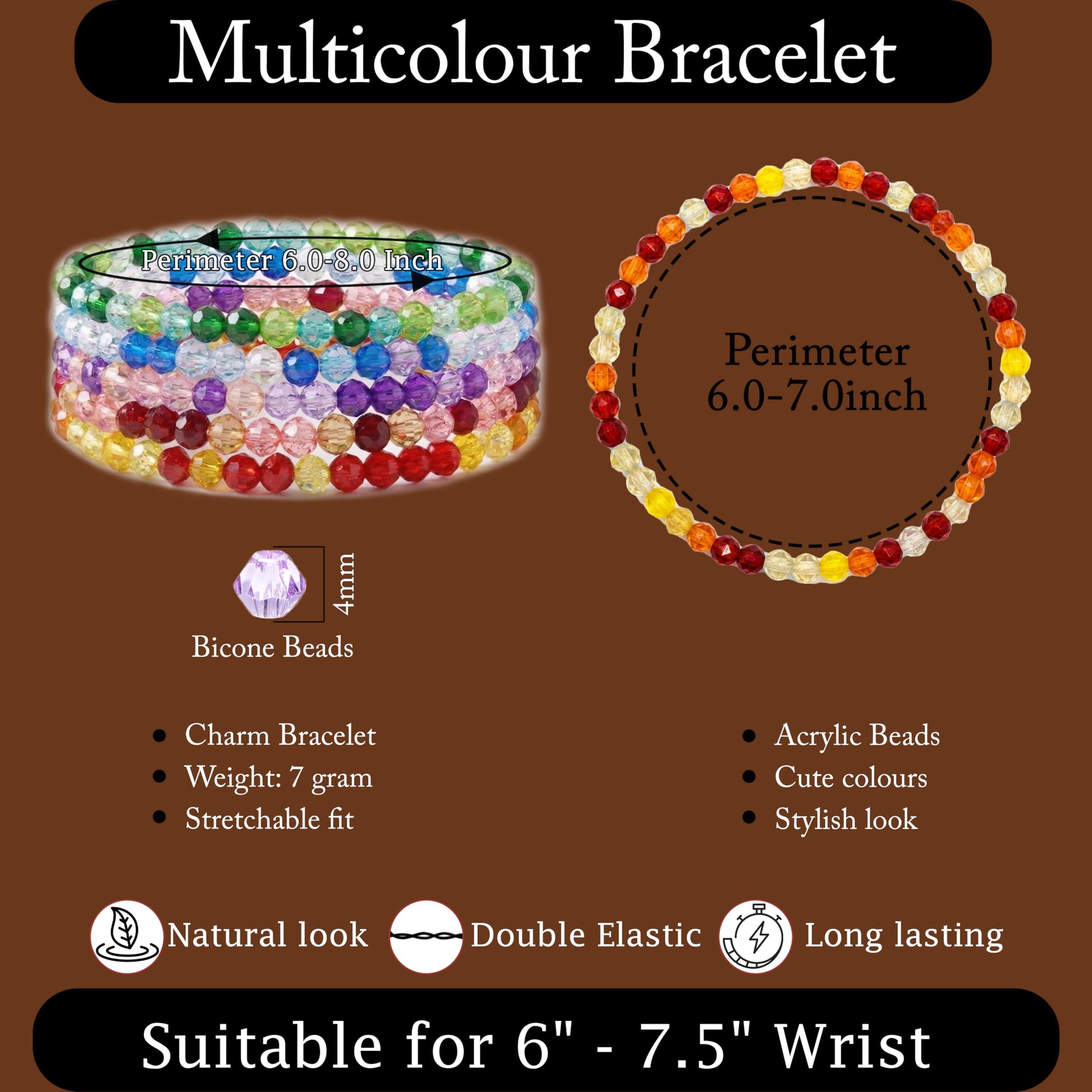 Gift a cheerful handmade-style bracelet with multicolor sparkling beads and easy layering appeal.