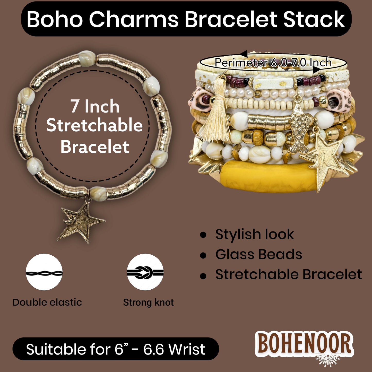 Style vacation-inspired wristwear with white beads and tiny shell charms.