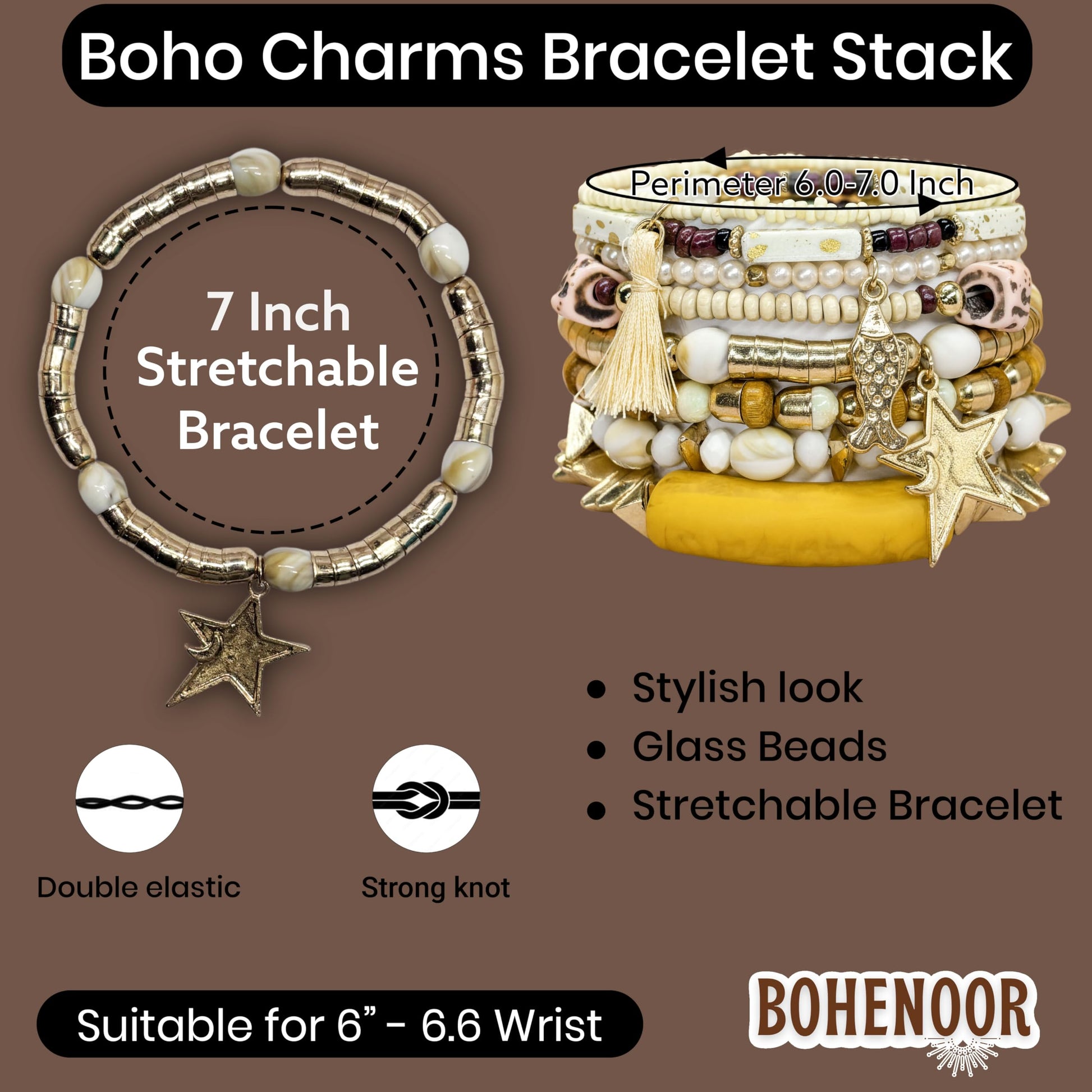Style vacation-inspired wristwear with white beads and tiny shell charms.