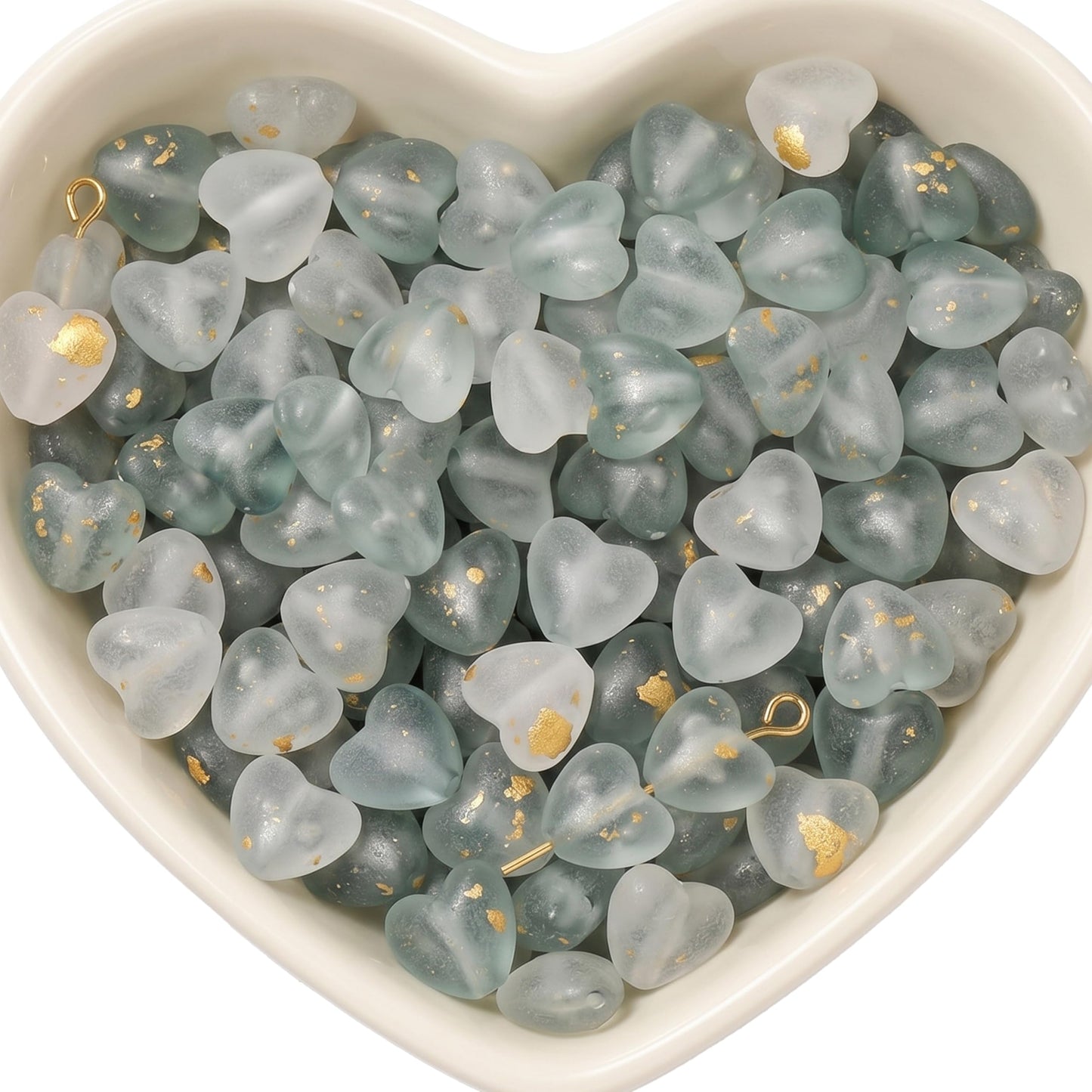 Keep bracelet making and phone charm craft looking polished with soft grey foil heart bead charms.