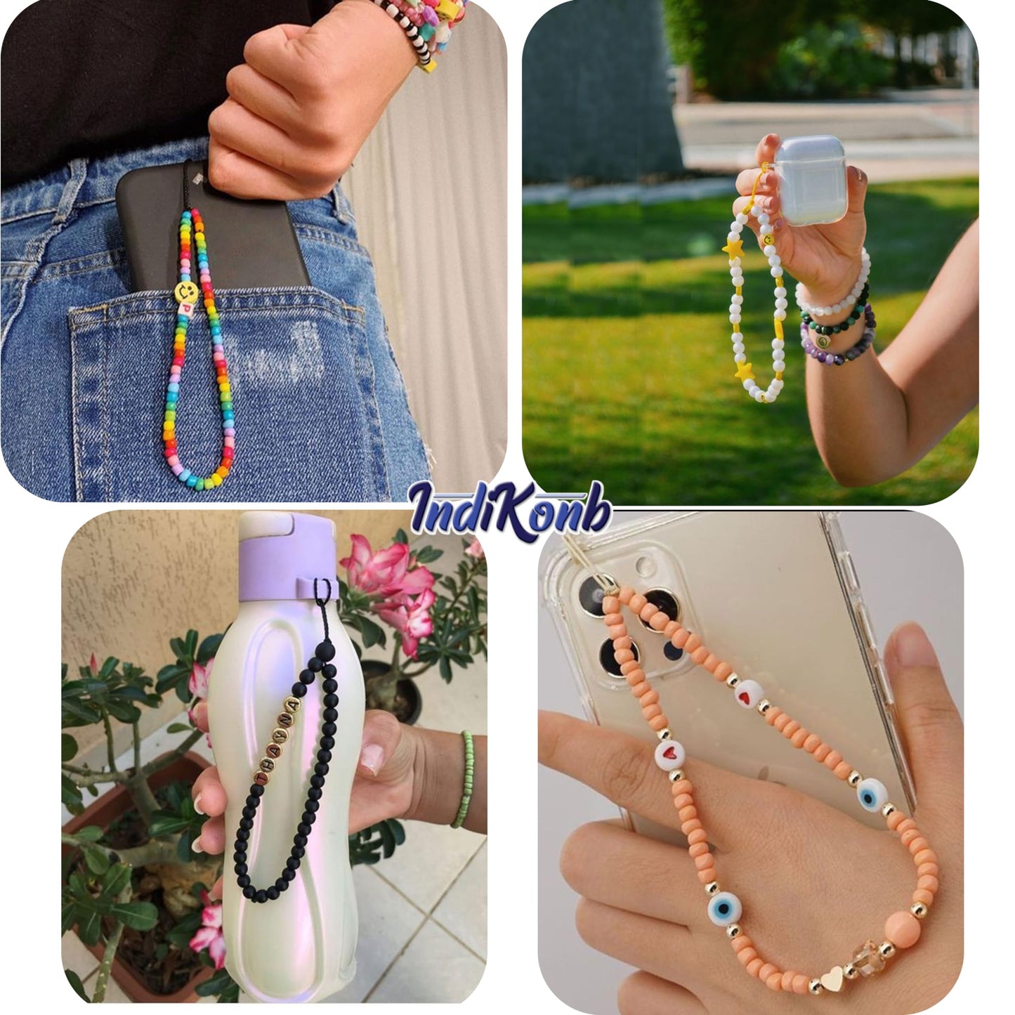 Beaded Phone Charm - Aesthetic Multicoloured Mobile Accessory