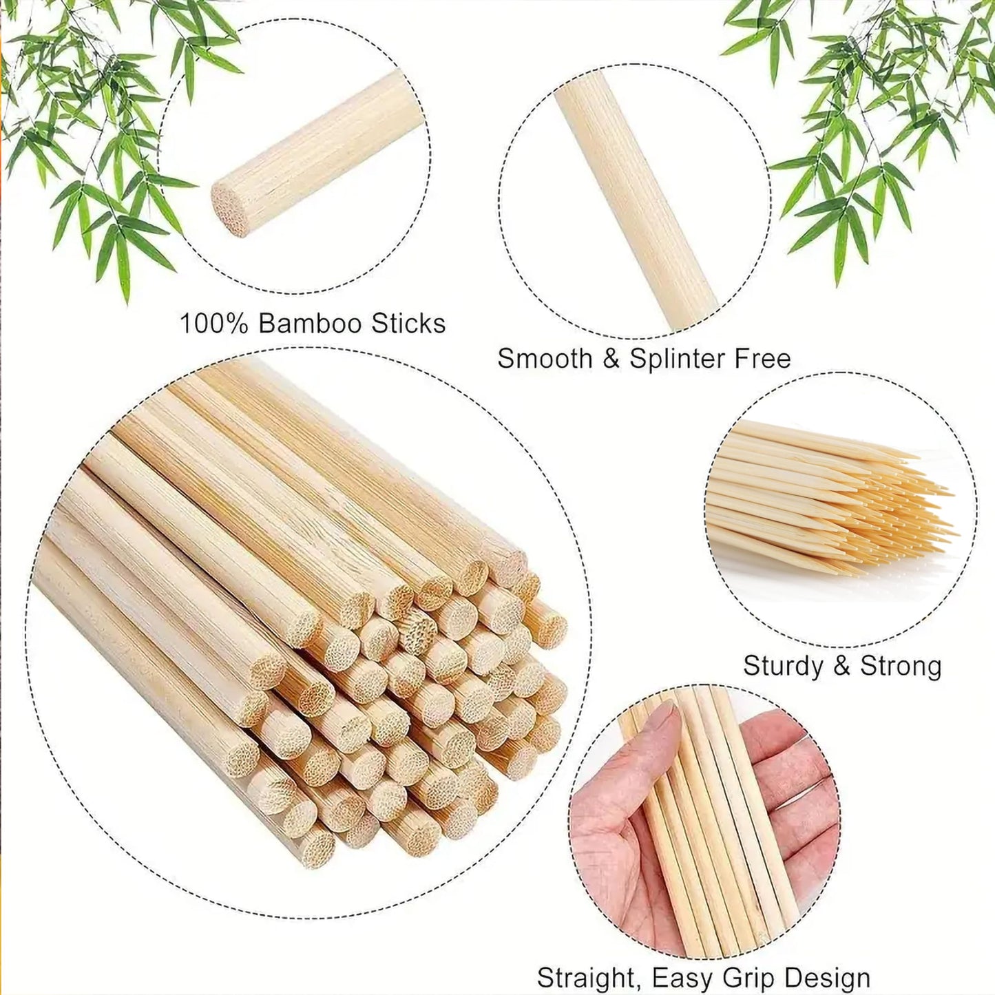 50 pcs wood and wooden bamboo wooden sticks are useful for detailed work in decorative handmade designs, school art activities and decorative craft finishing.