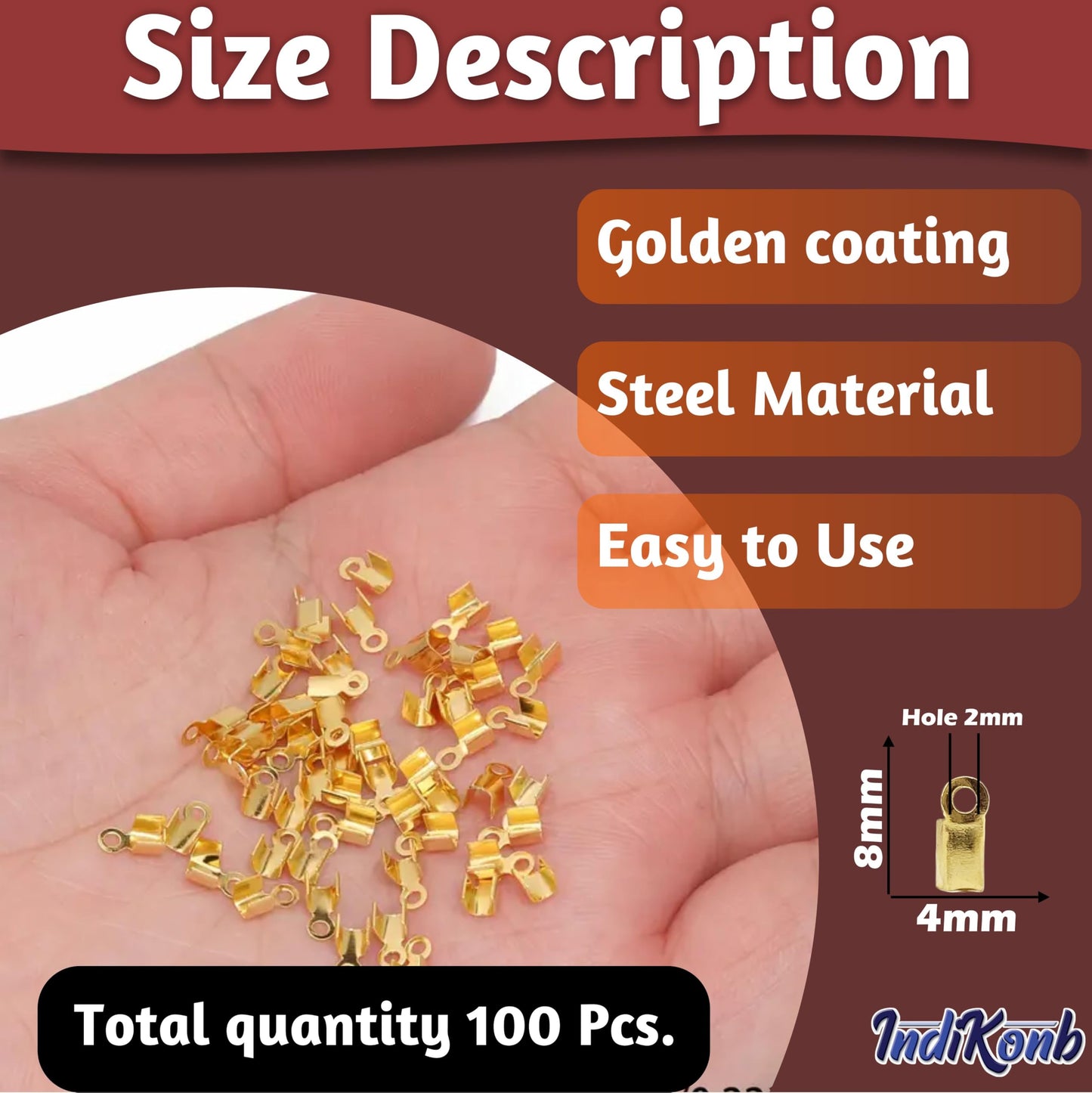The look of gold 8mm jewellery making kit suits craft classes, creative bead projects and decorative craft finishing, especially for neat decorative finish.