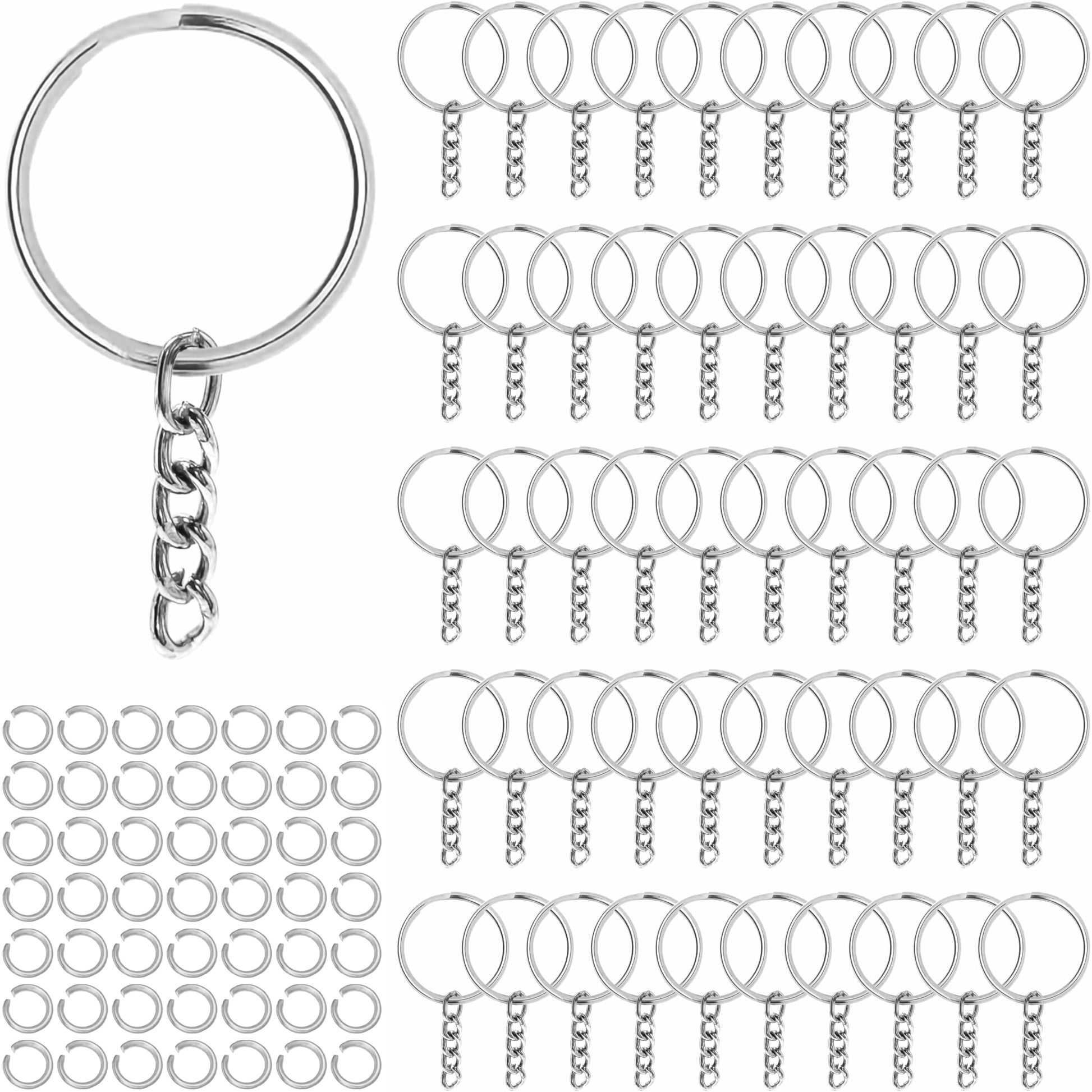 Silver Metal Split Keychain Rings with Open Jump Rings. Main product image showing the full product layout.