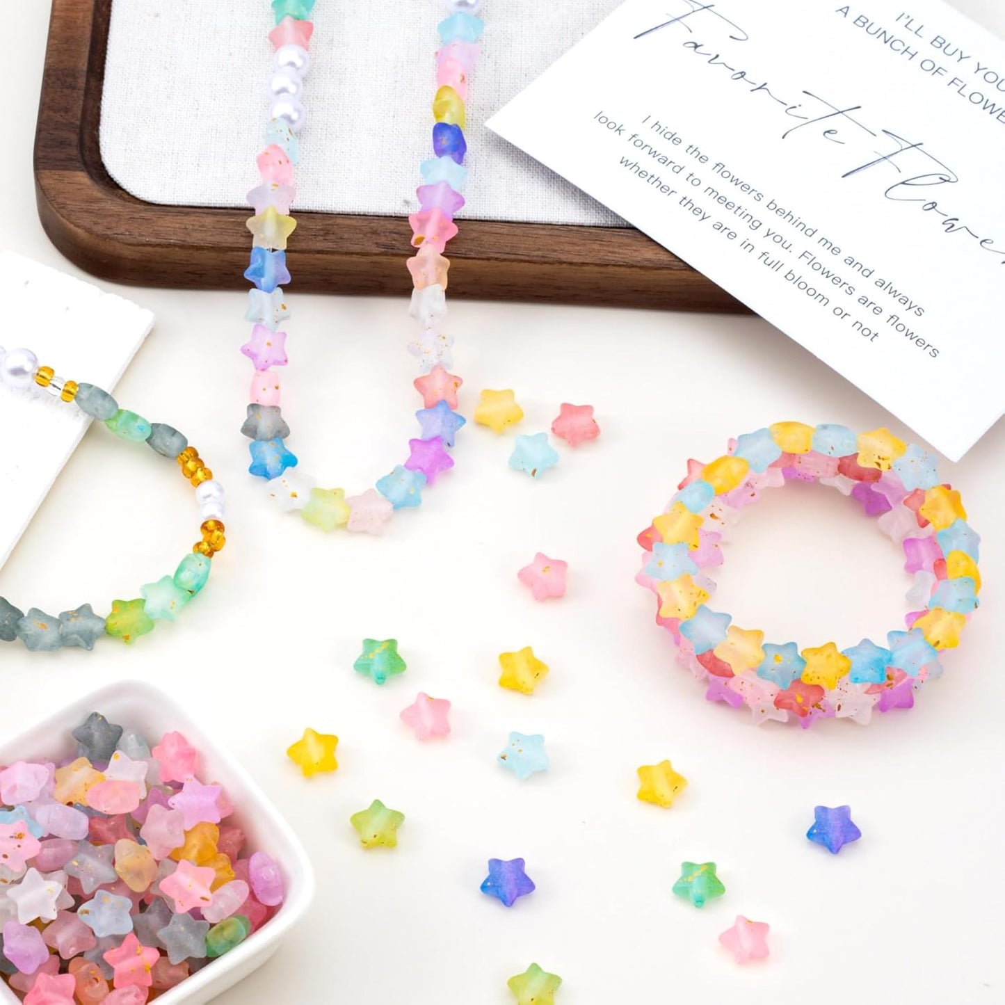 Build Korean-style jewelry and DIY accessories around multicolour cute bracelet beads.