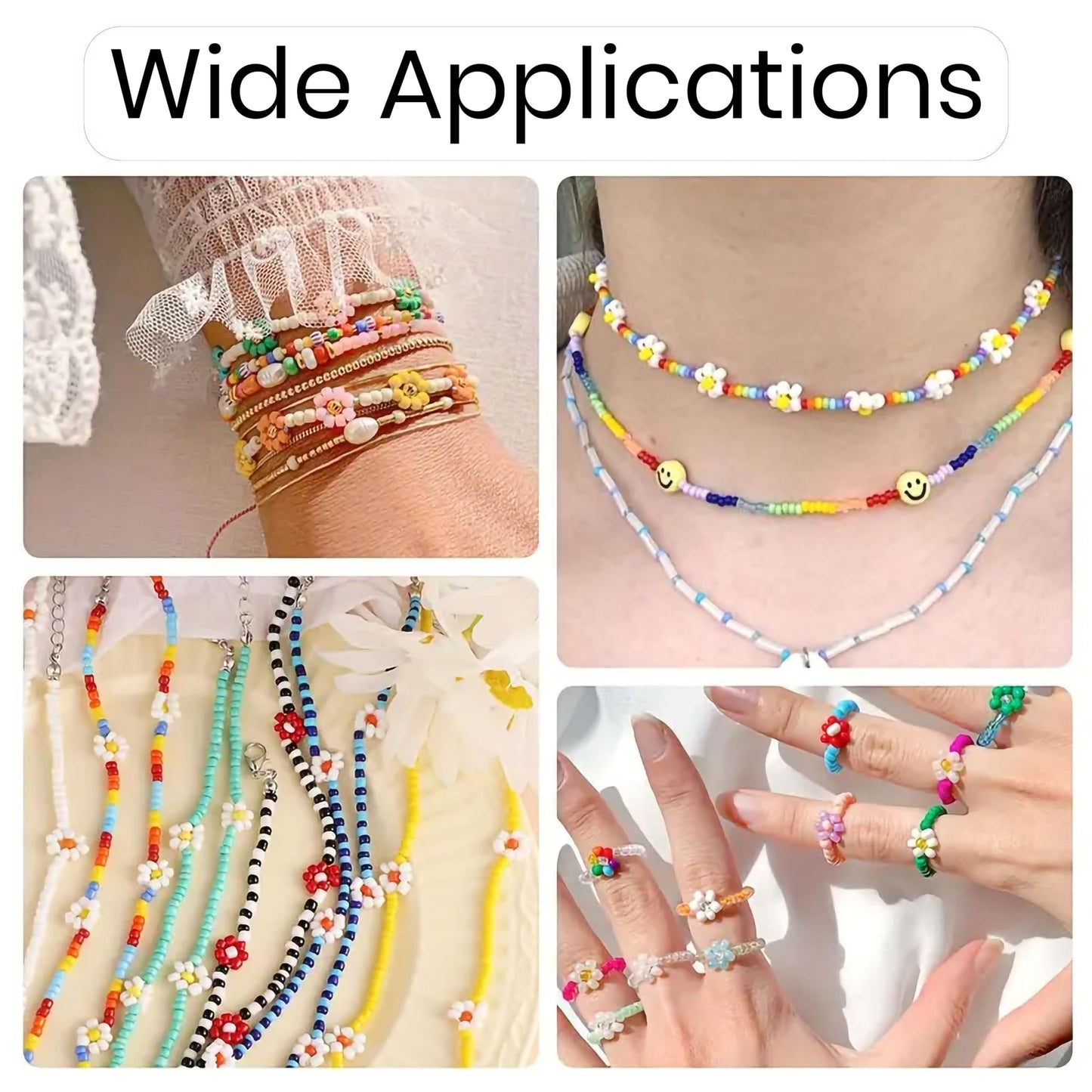 Black 2mm and 02mm beads help finish handmade accessories and bracelet making with a refined look.