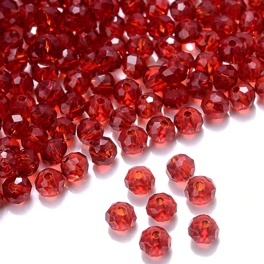 Red and transparent 8mm and 90 grams beads add useful detail to bracelet making, necklace making and DIY jewellery projects.