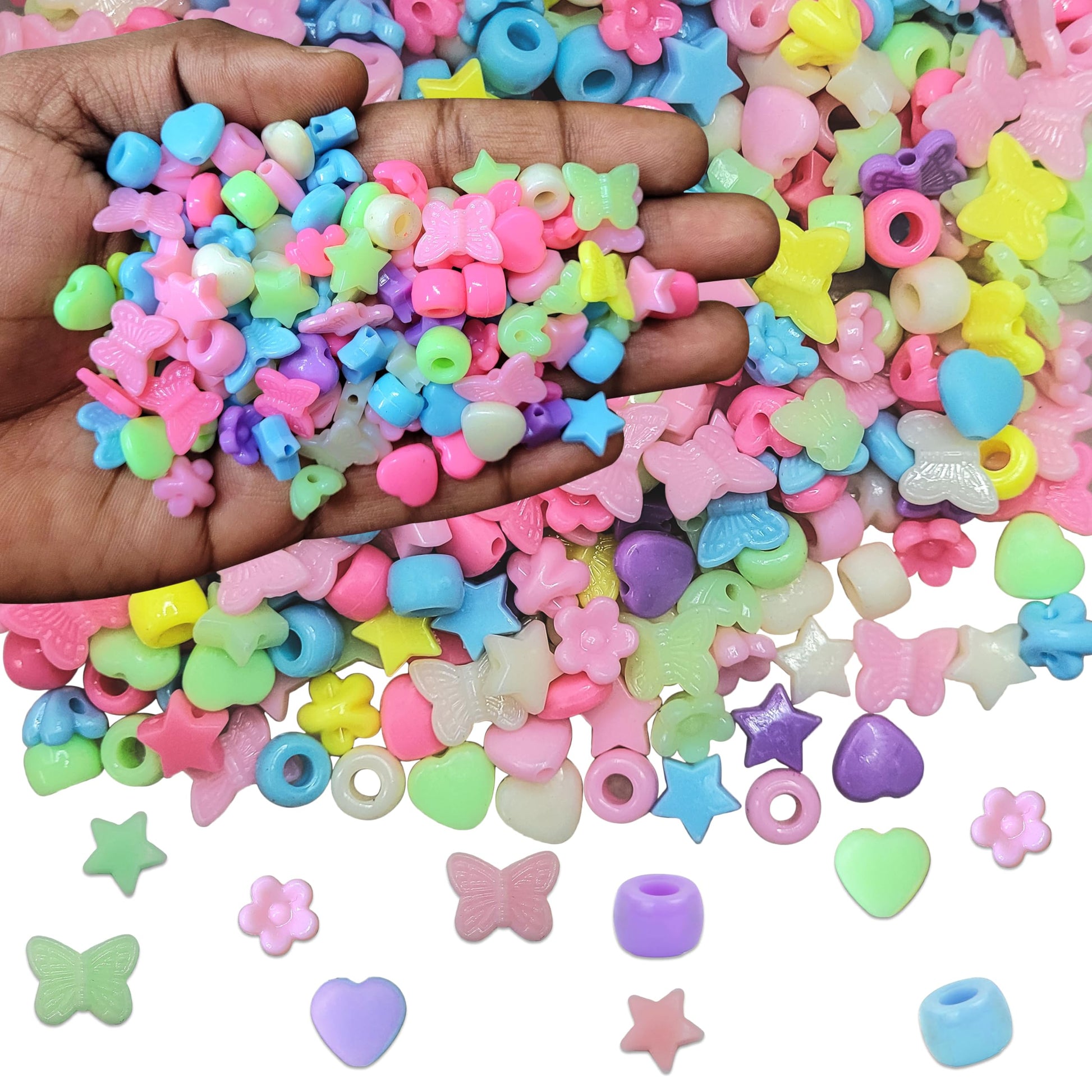 Multicolour and pastel plastic and thread beads work naturally in bracelet making, necklace making and DIY jewellery projects and help keep the design neat.