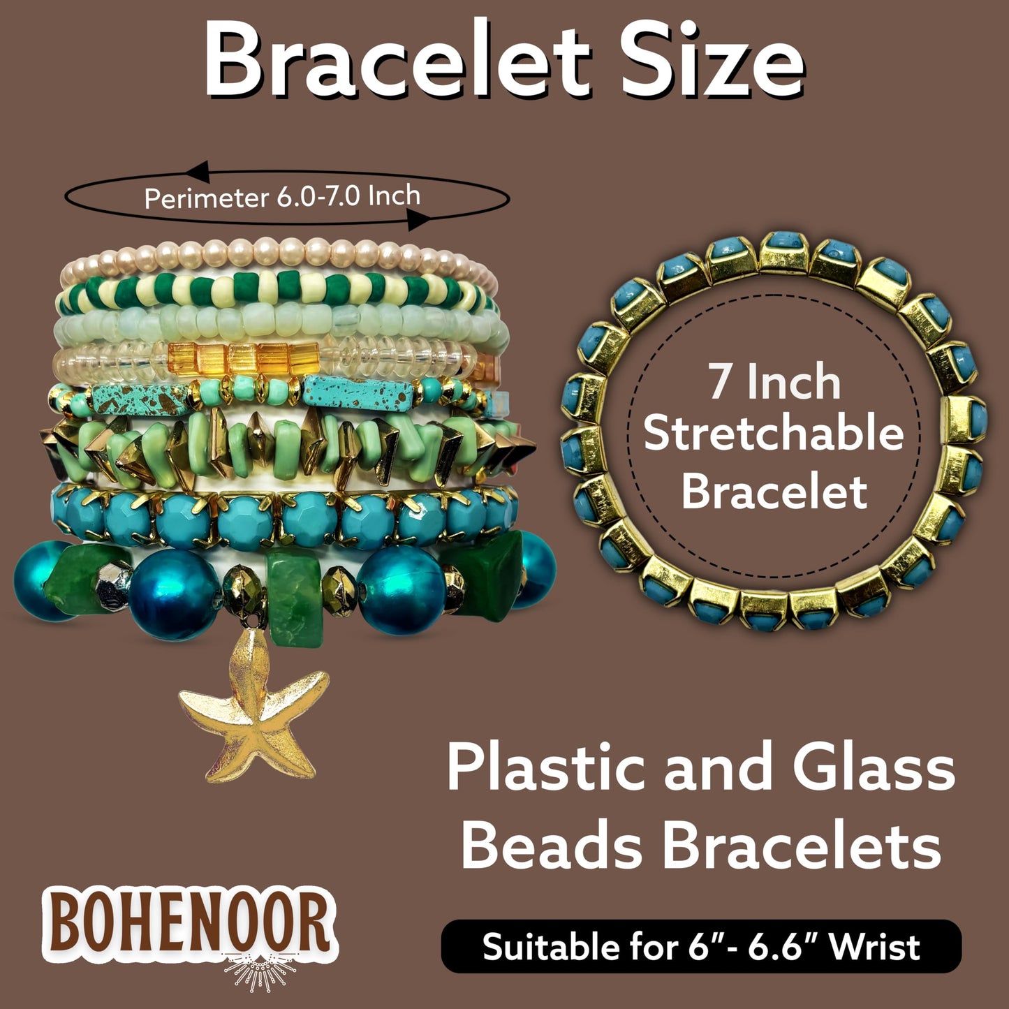 Bohemian Stacked Beaded Bracelet Set for Women & Girls green image 4