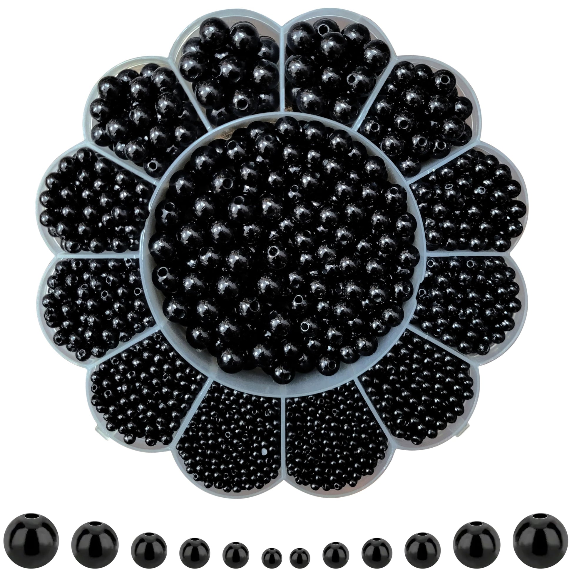 Use black - 5 size and white 3mm, 4mm, 5mm, 6mm, 8mm, 10mm beads to give bracelet making, necklace making and DIY jewellery projects a clean decorative look.