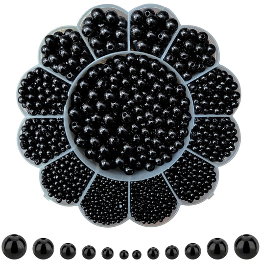 Use black - 5 size and white 3mm, 4mm, 5mm, 6mm, 8mm, 10mm beads to give bracelet making, necklace making and DIY jewellery projects a clean decorative look.