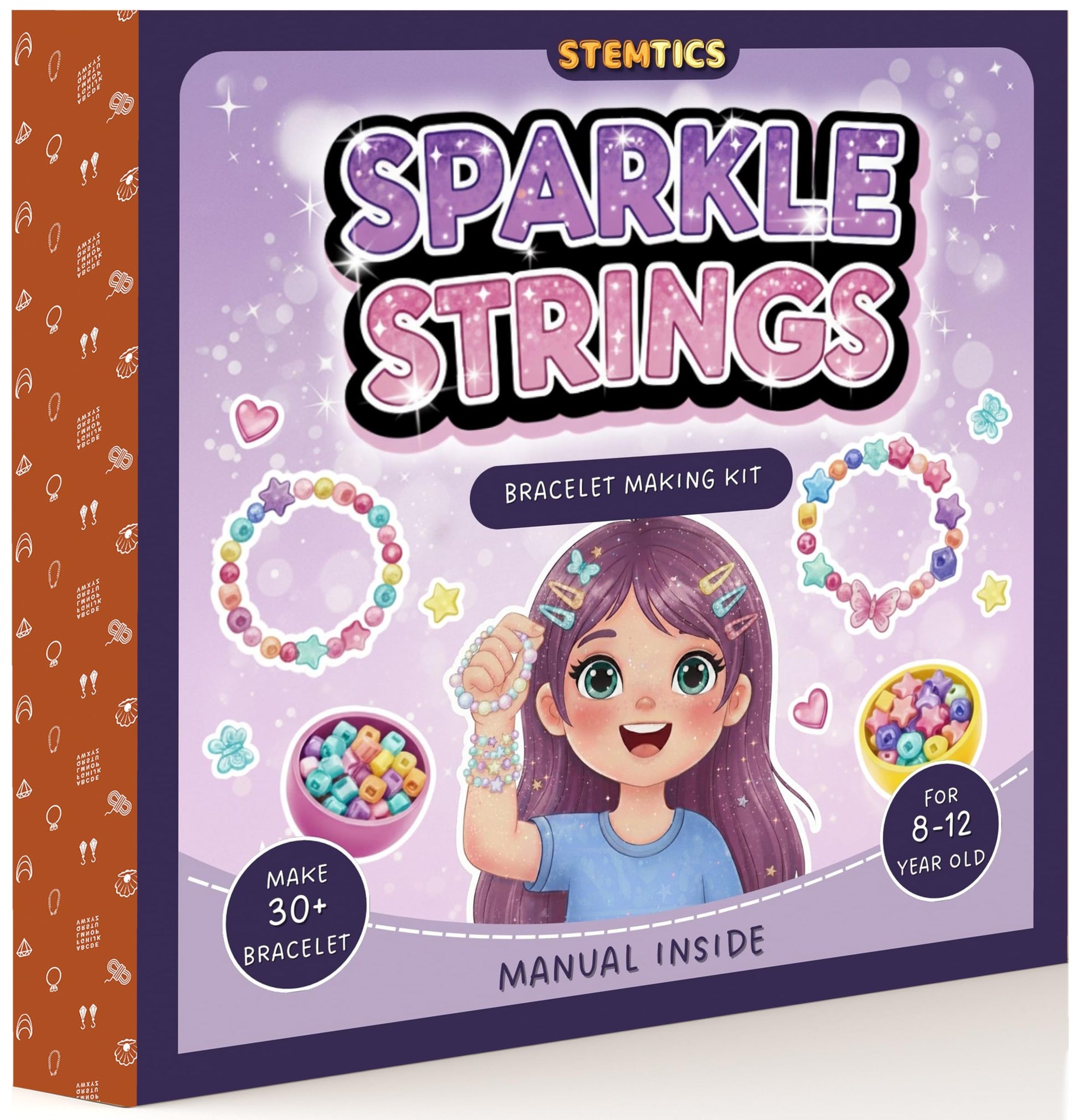 Multicolor Bracelet Making Kit for Girls Age 8-12 Years Old with Beads Acrylic. Close-up image showing color, shape, finish, and texture details.