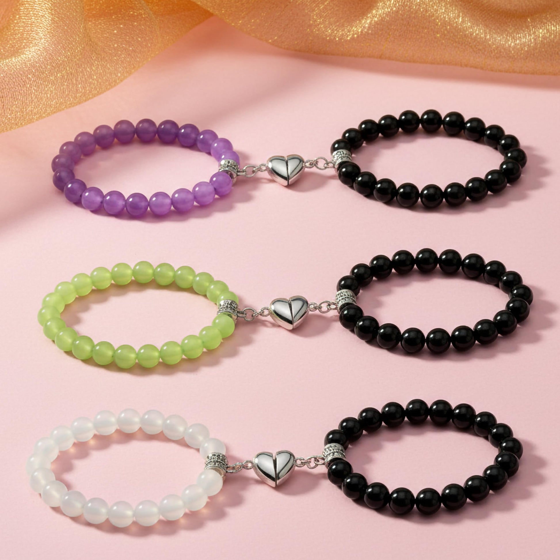 Gift a simple matching accessory with 3-pair magnetic bracelets for shared wristwear.
