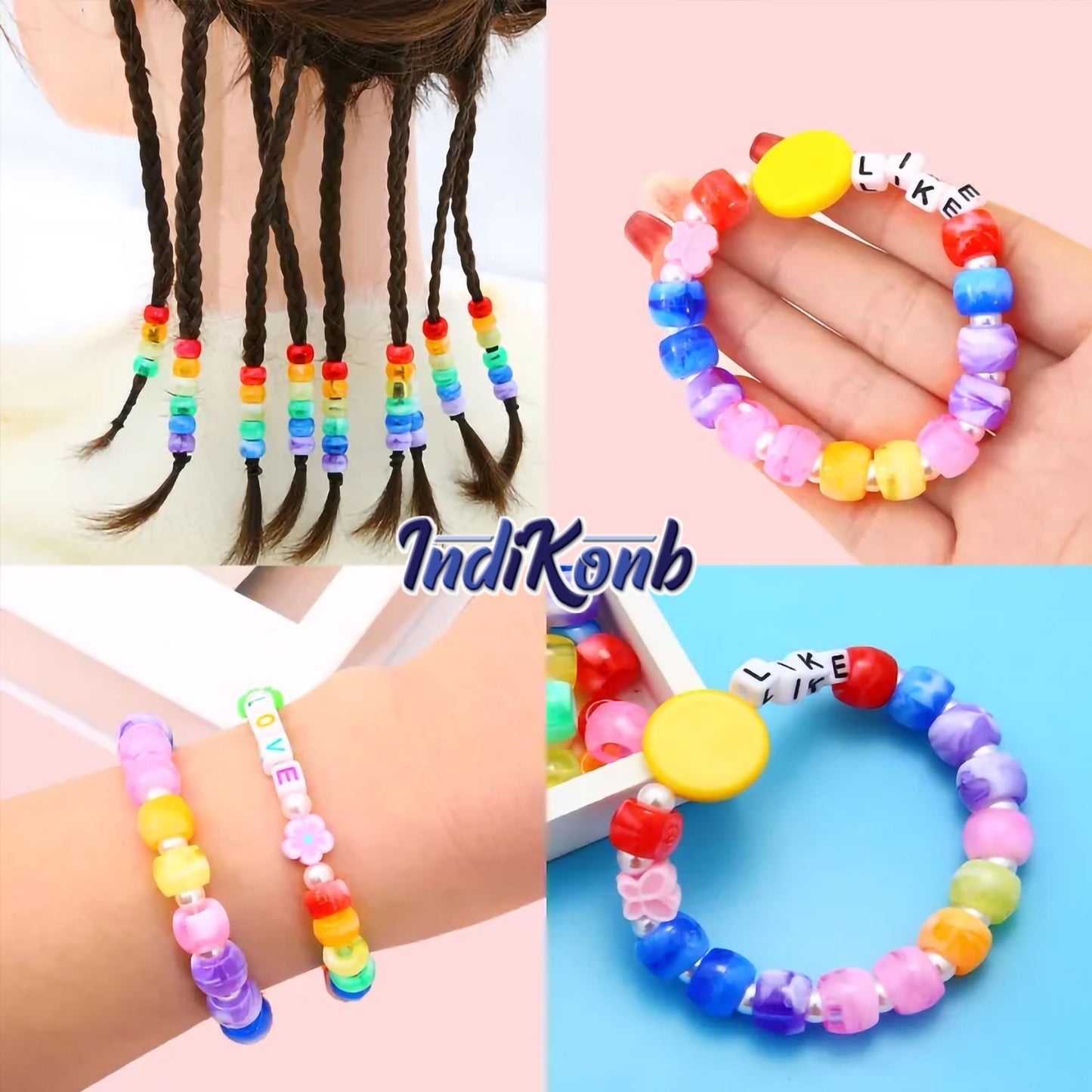 Multicolor DIY Phone Charm Making Kit with Beads and Charms. Packaging and contents image showing the full set for craft use.