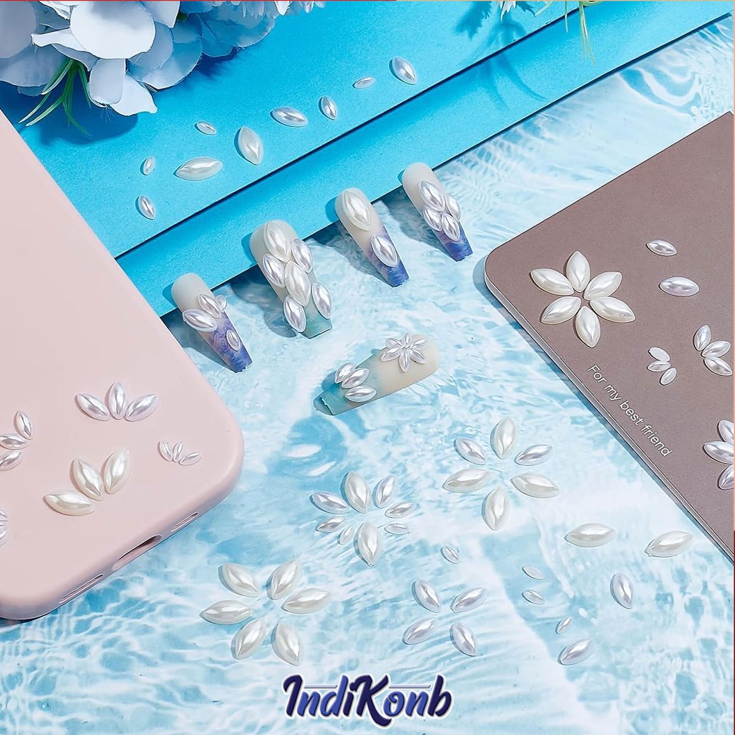 Cream 3mm and 4mm beads help finish beading craft with a refined look.