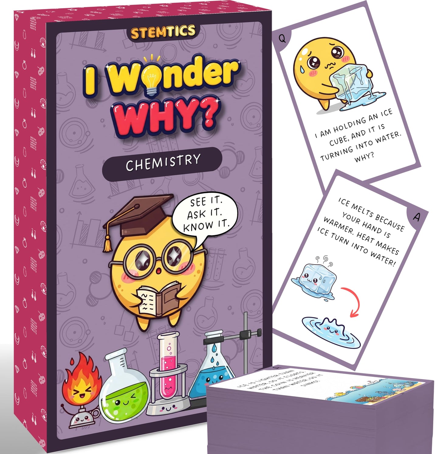 Multi-color Chemistry Science Flash Cards for Kids Set Paper. Main product image showing the full product layout.