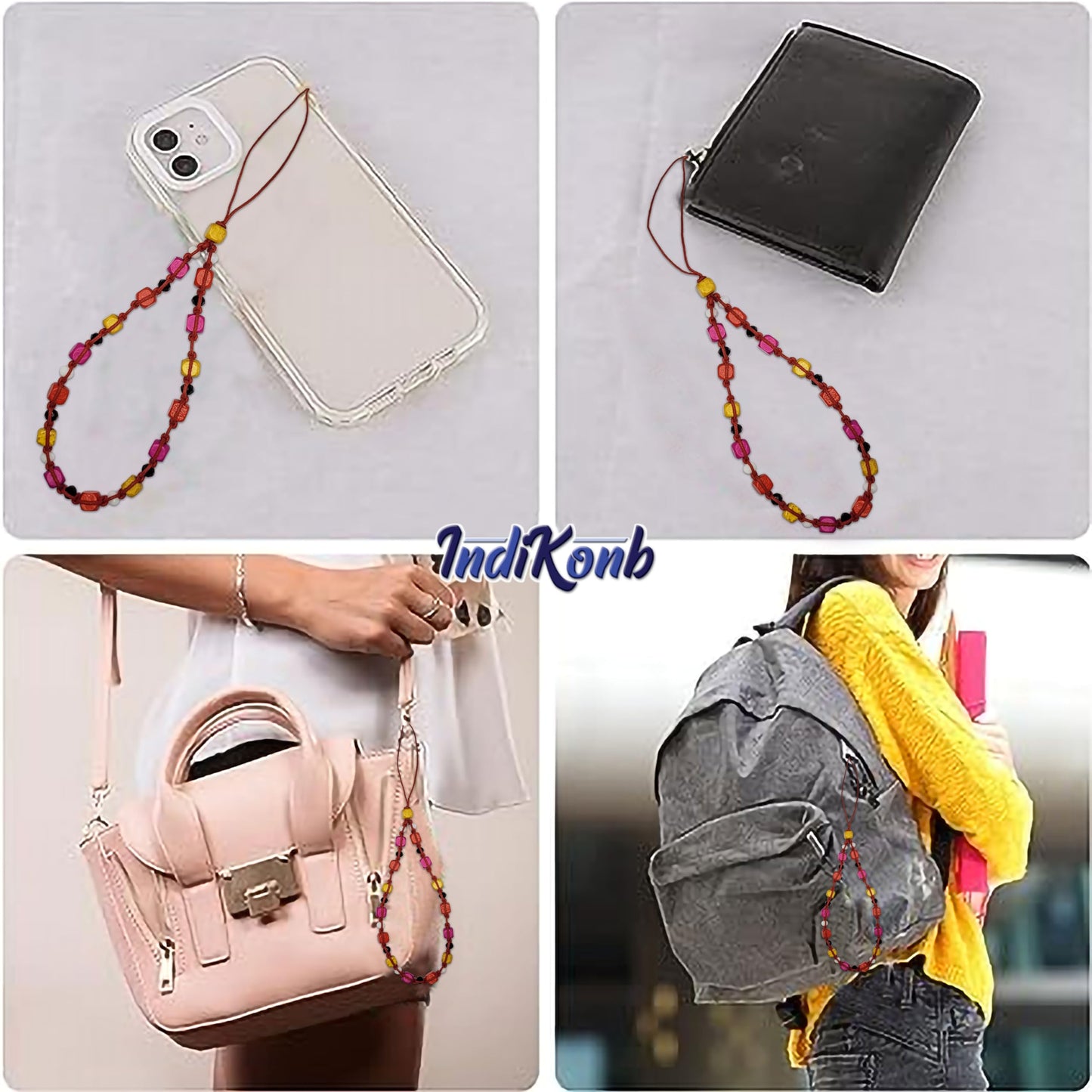 Beaded Phone Charm - Aesthetic Multicoloured Mobile Accessory